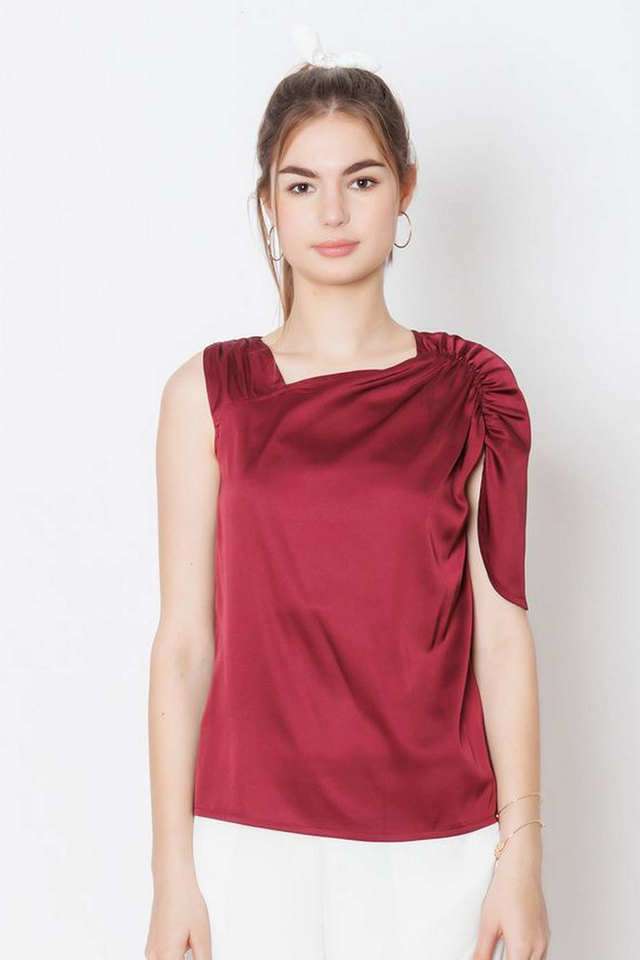 zink london Solid Polyester One Shoulder Women Top-picture-32