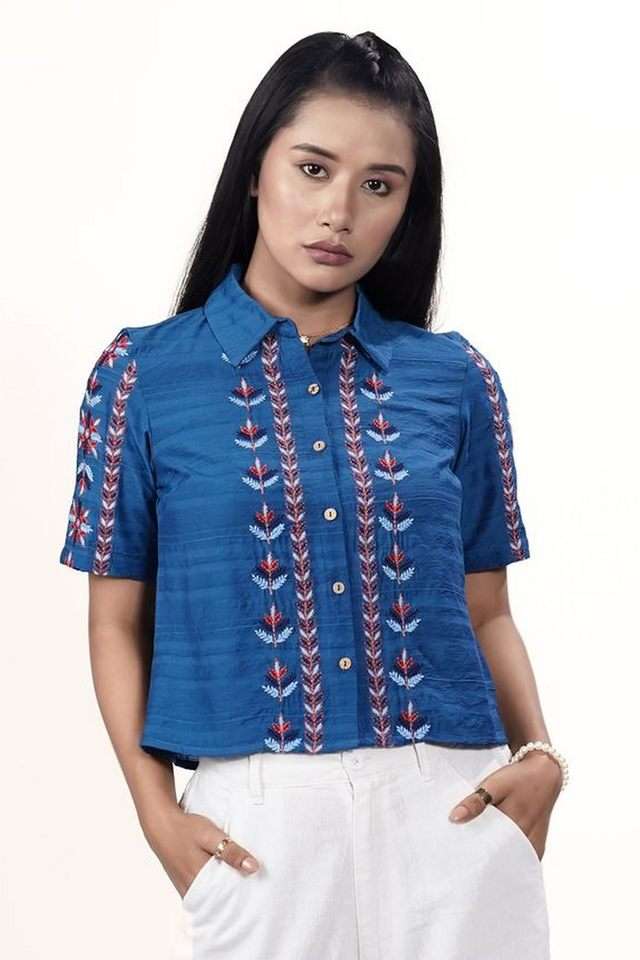 zink london Embroidered Polyester Relaxed Fit Women's Shirt-picture-31