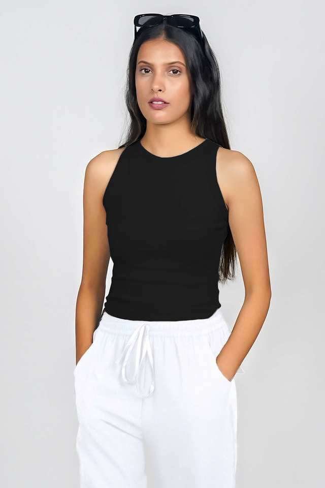 zink london Solid Cotton Halter Neck Women's Top-picture-32