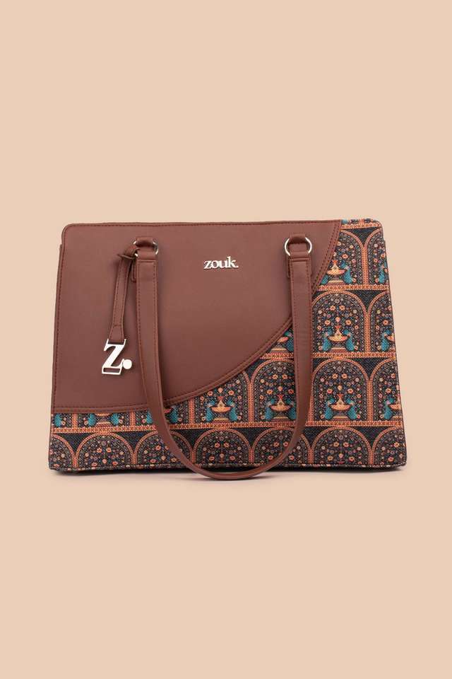 Buy Zouk Brown Royal Indian Peacock Motif Office Essential Bag