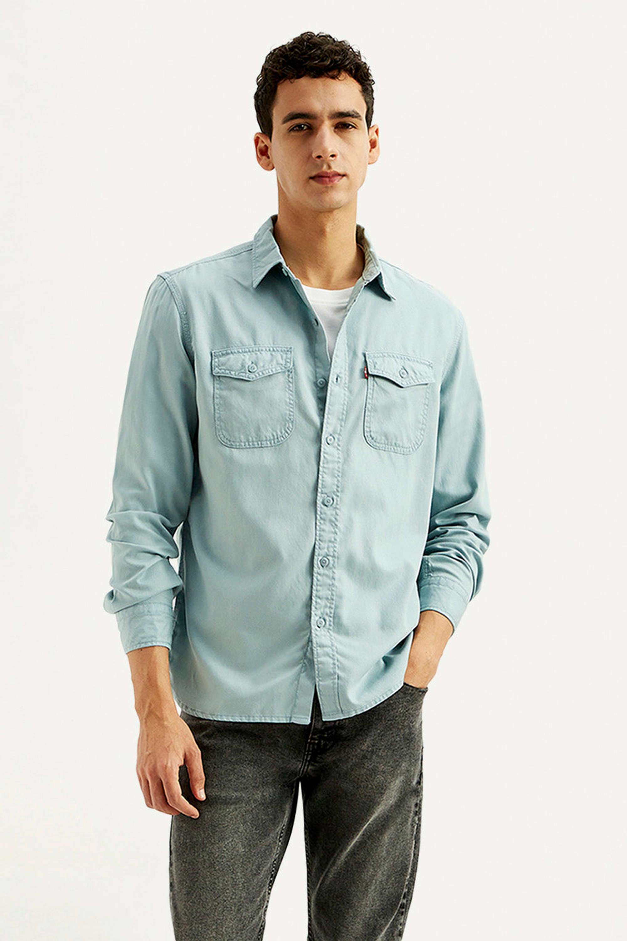 Solid-Blended-Fabric-Slim-Fit-Men-s-Casual-Shirts