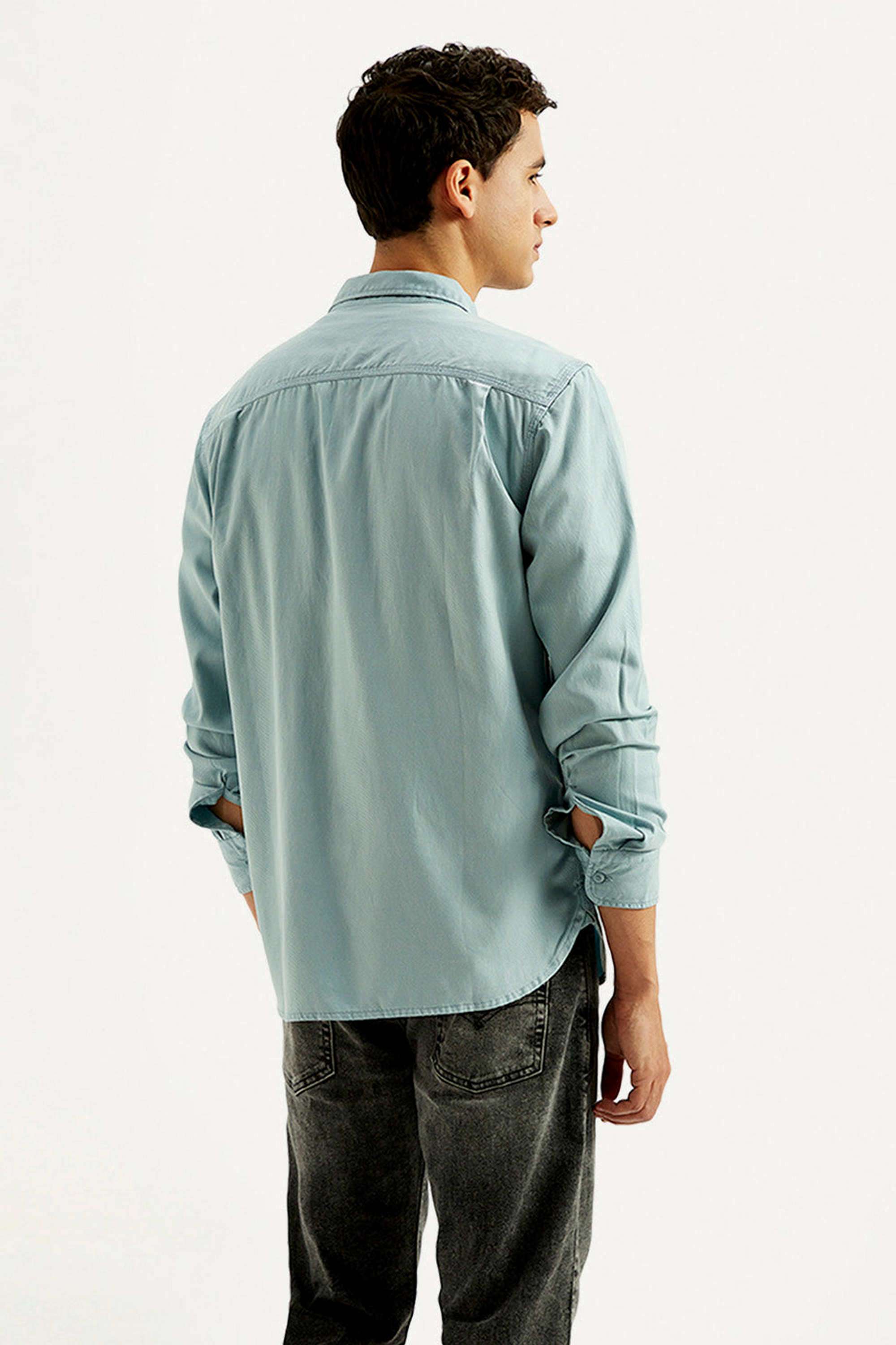 Solid-Blended-Fabric-Slim-Fit-Men-s-Casual-Shirts