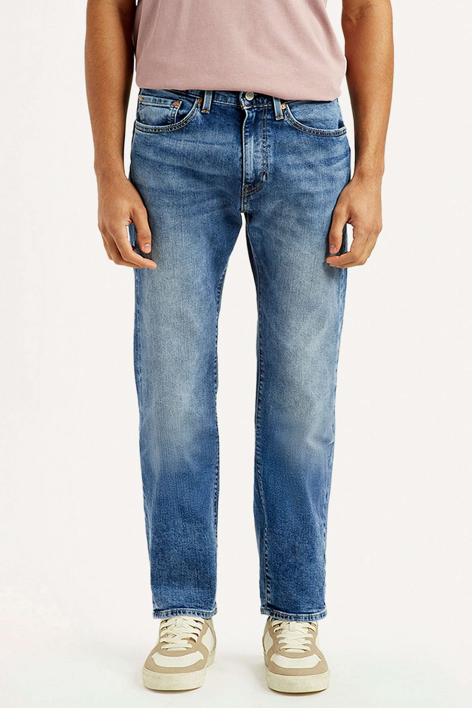 Solid-Polyester-Cotton-Tapered-Fit-Men-s-Jeans