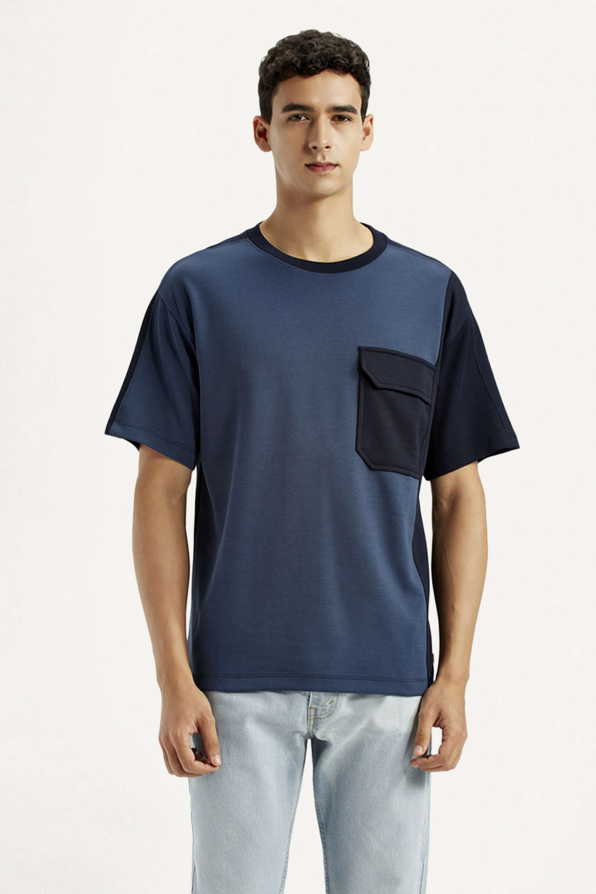 Color-Block-Cotton-Blend-Round-Neck-Men-s-T-Shirt