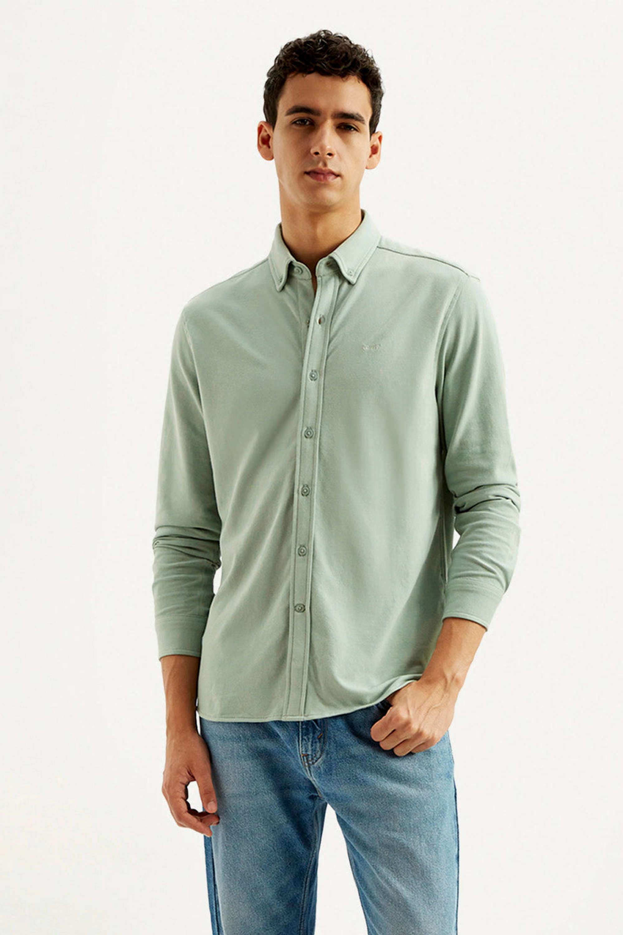 Solid-Cotton-Slim-Fit-Men-s-Casual-Shirts