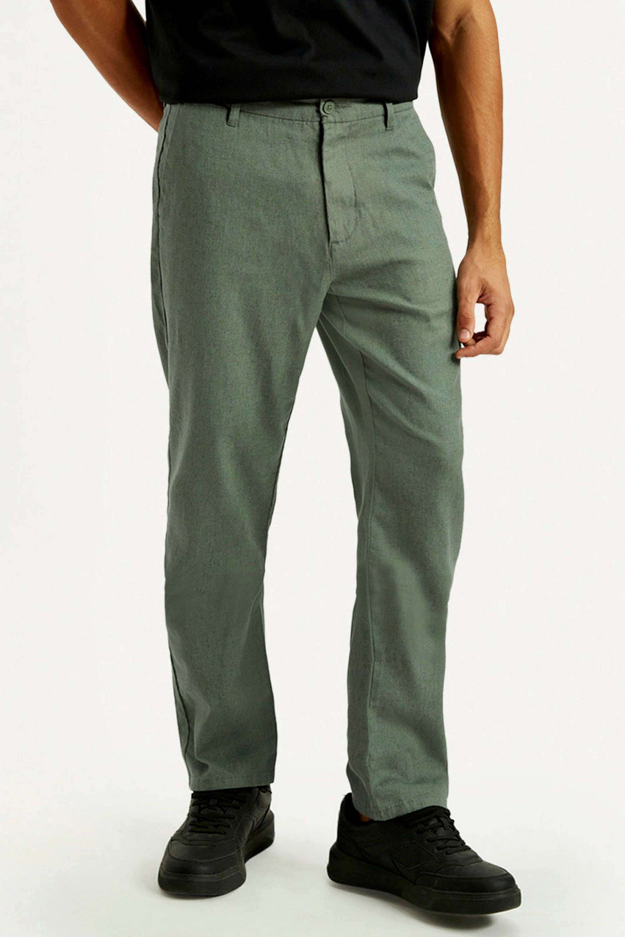Solid-Cotton-Straight-Fit-Men-s-Trousers