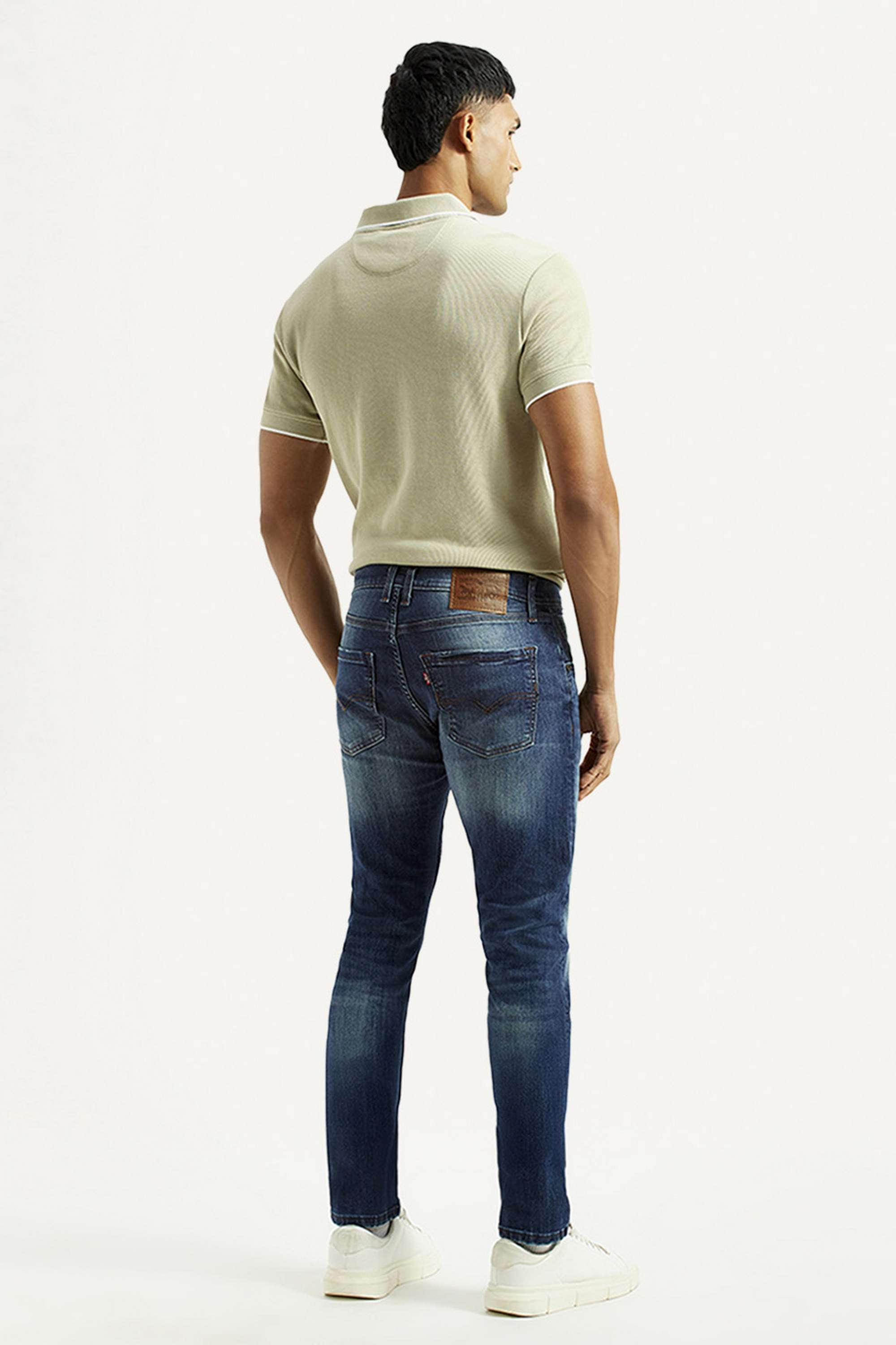 Solid-Cotton-Blend-Tapered-Fit-Men-s-Jeans
