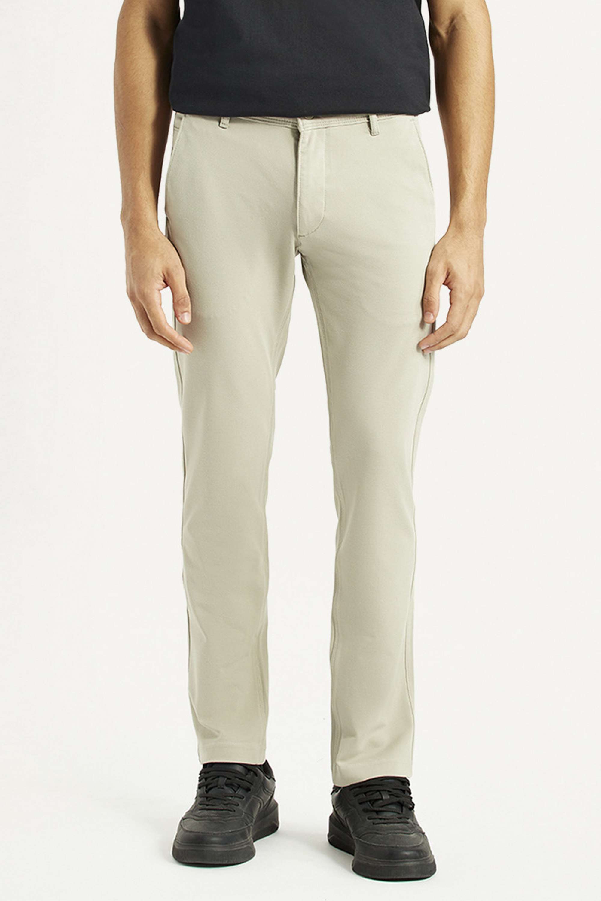 Solid-Blended-Fabric-Slim-Fit-Men-s-Trousers