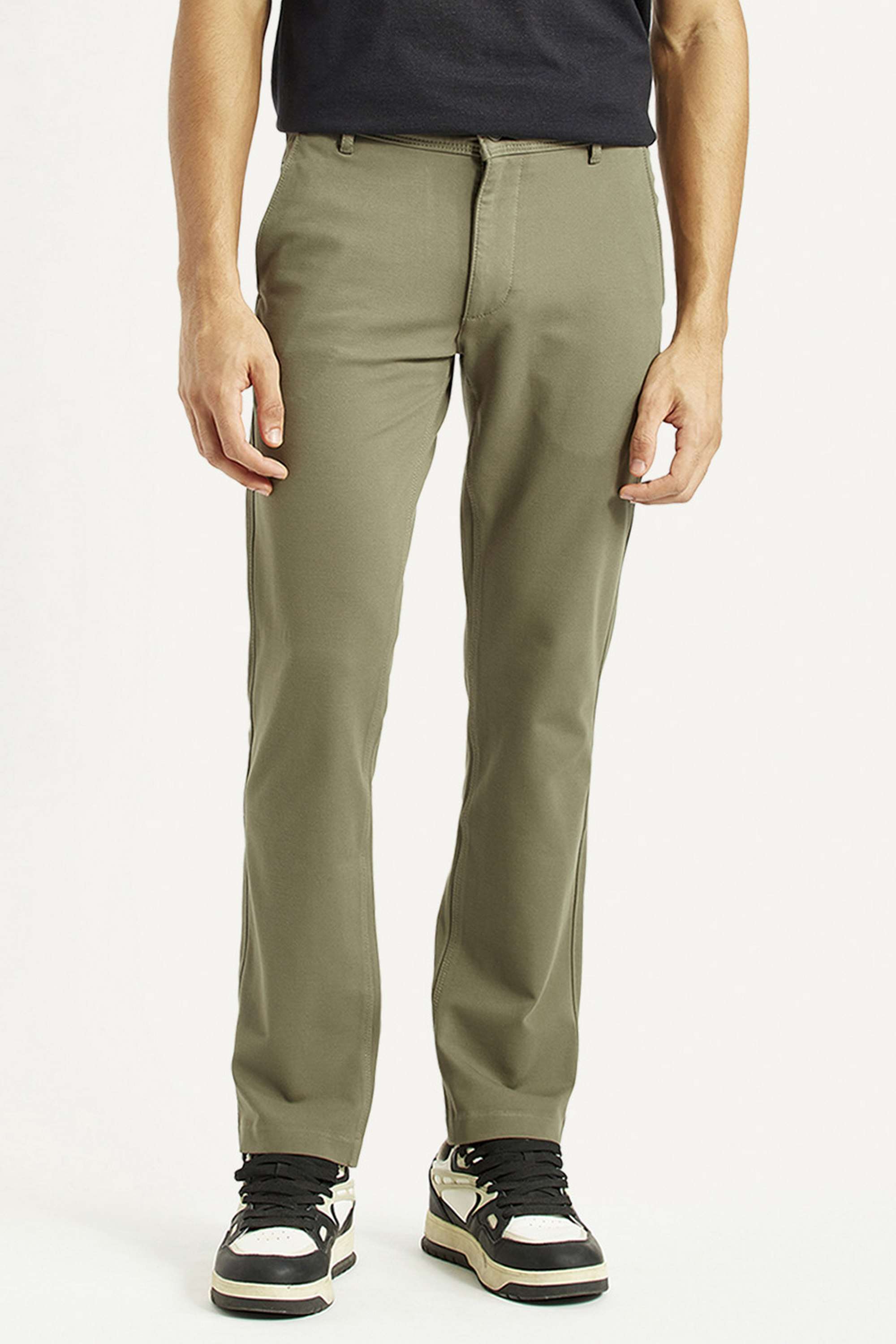 Solid-Blended-Fabric-Slim-Fit-Men-s-Trousers