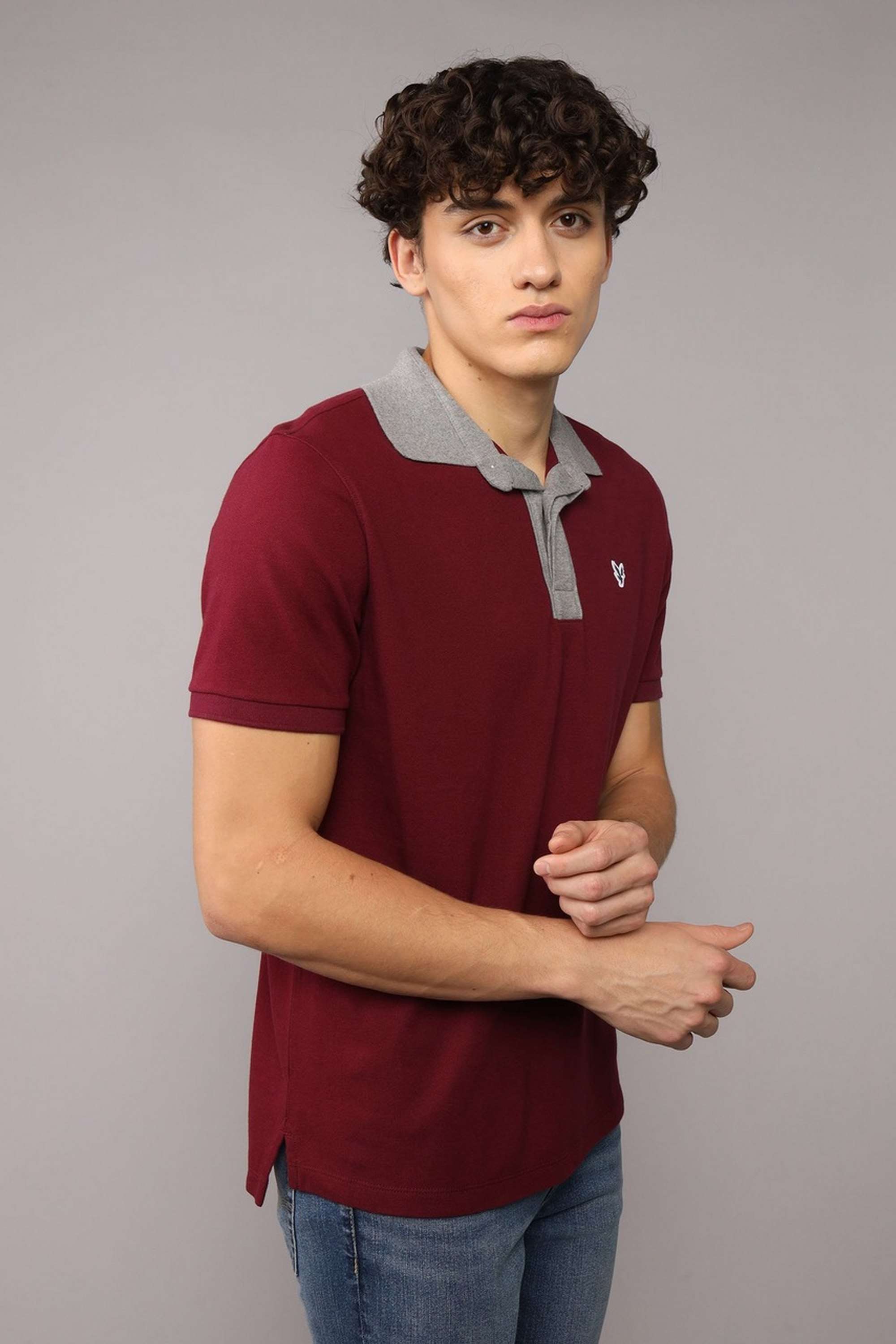 Solid-Blended-Fabric-Regular-Fit-Men-Polo-T-Shirt