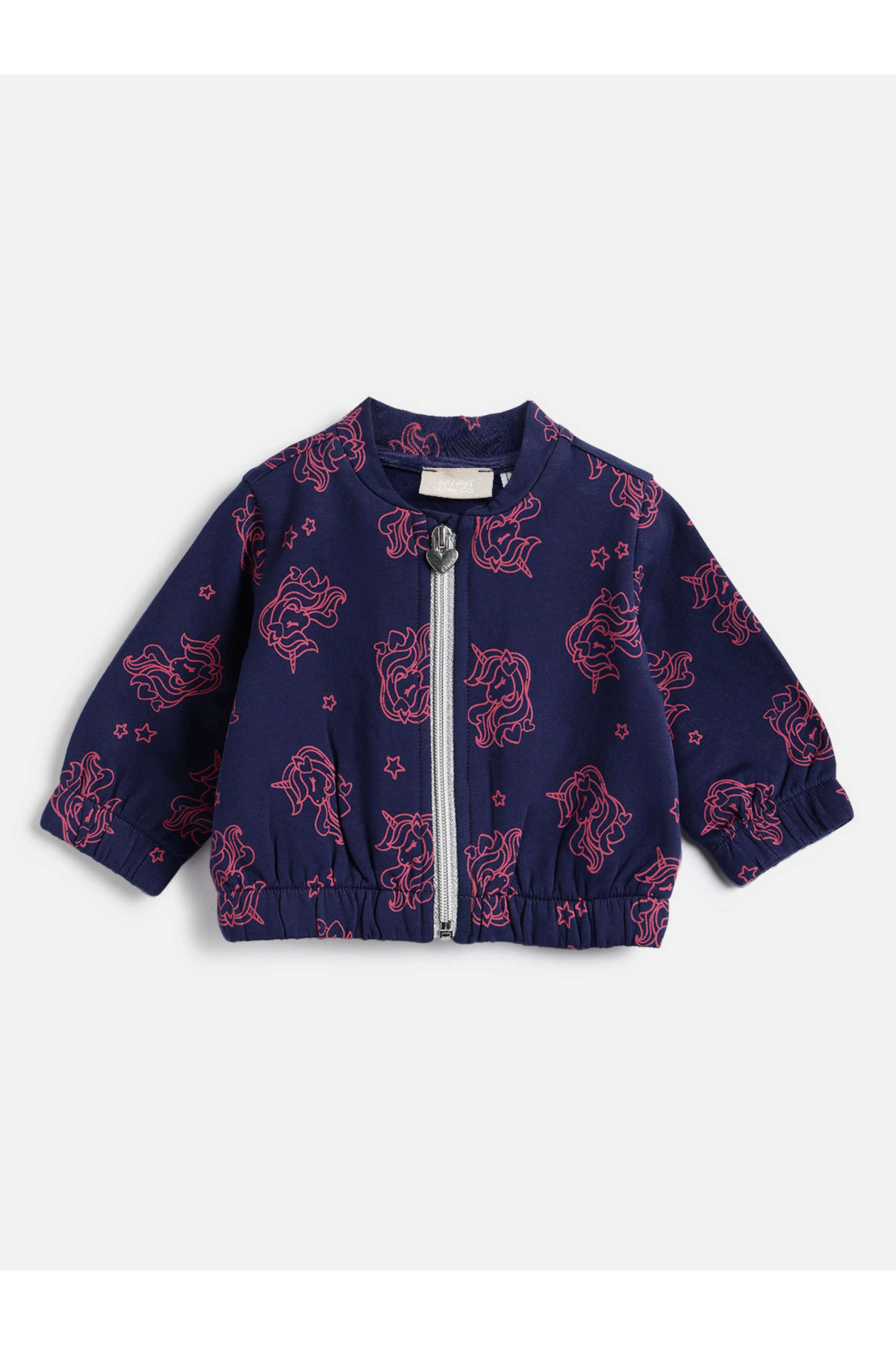 Printed-Cotton-Blend-Collared-Infant-Girls-Cardigan