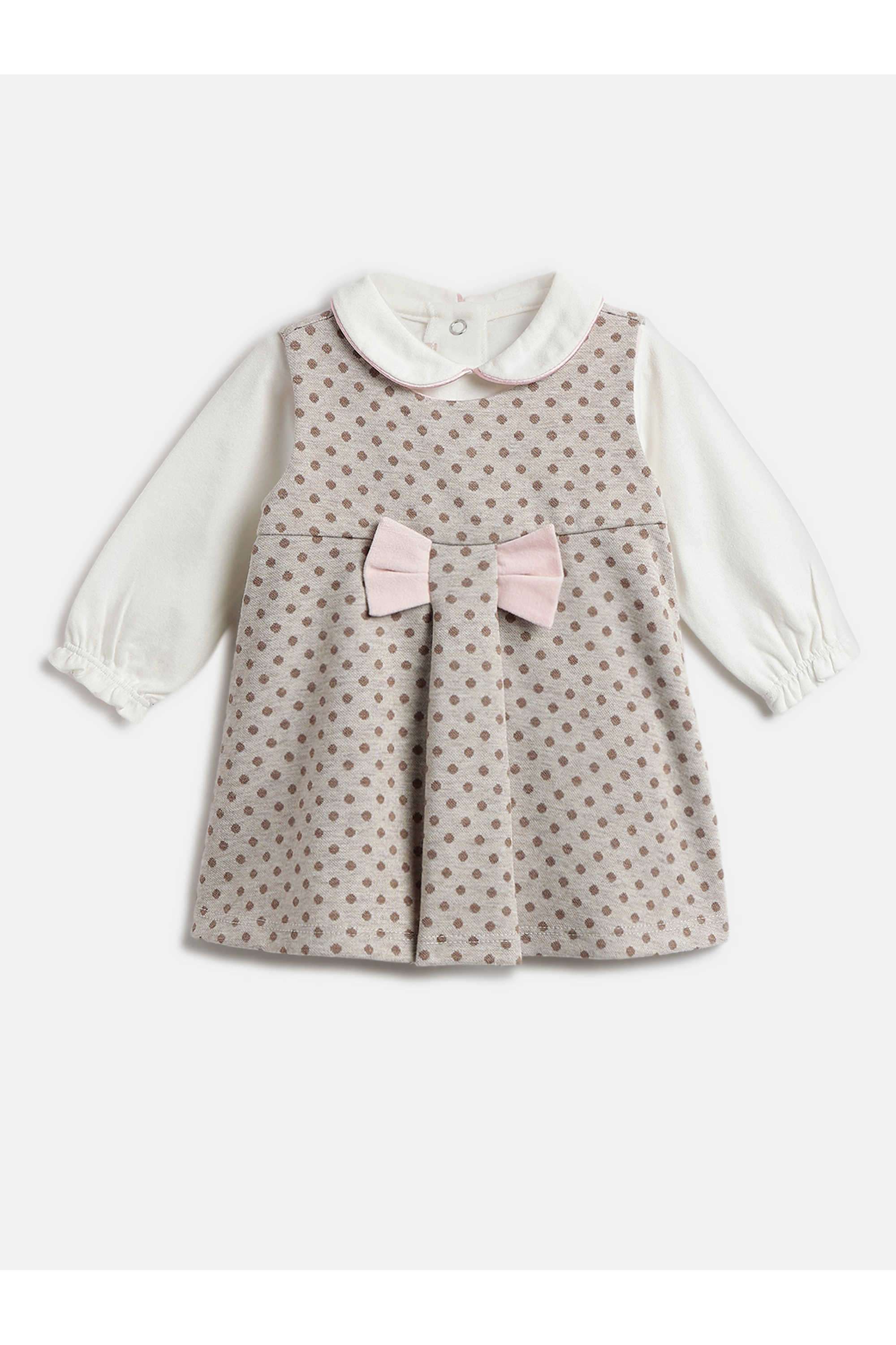 Solid-Cotton-Blend-Collared-Infant-Girls-Clothing-Set