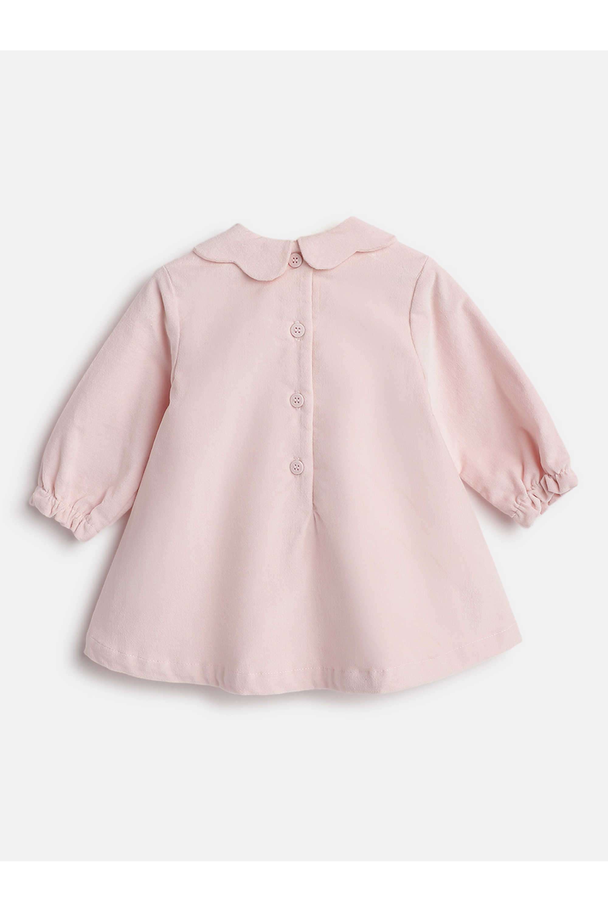 Solid-Cotton-Blend-Round-Neck-Girls-Casual-Wear-Dress