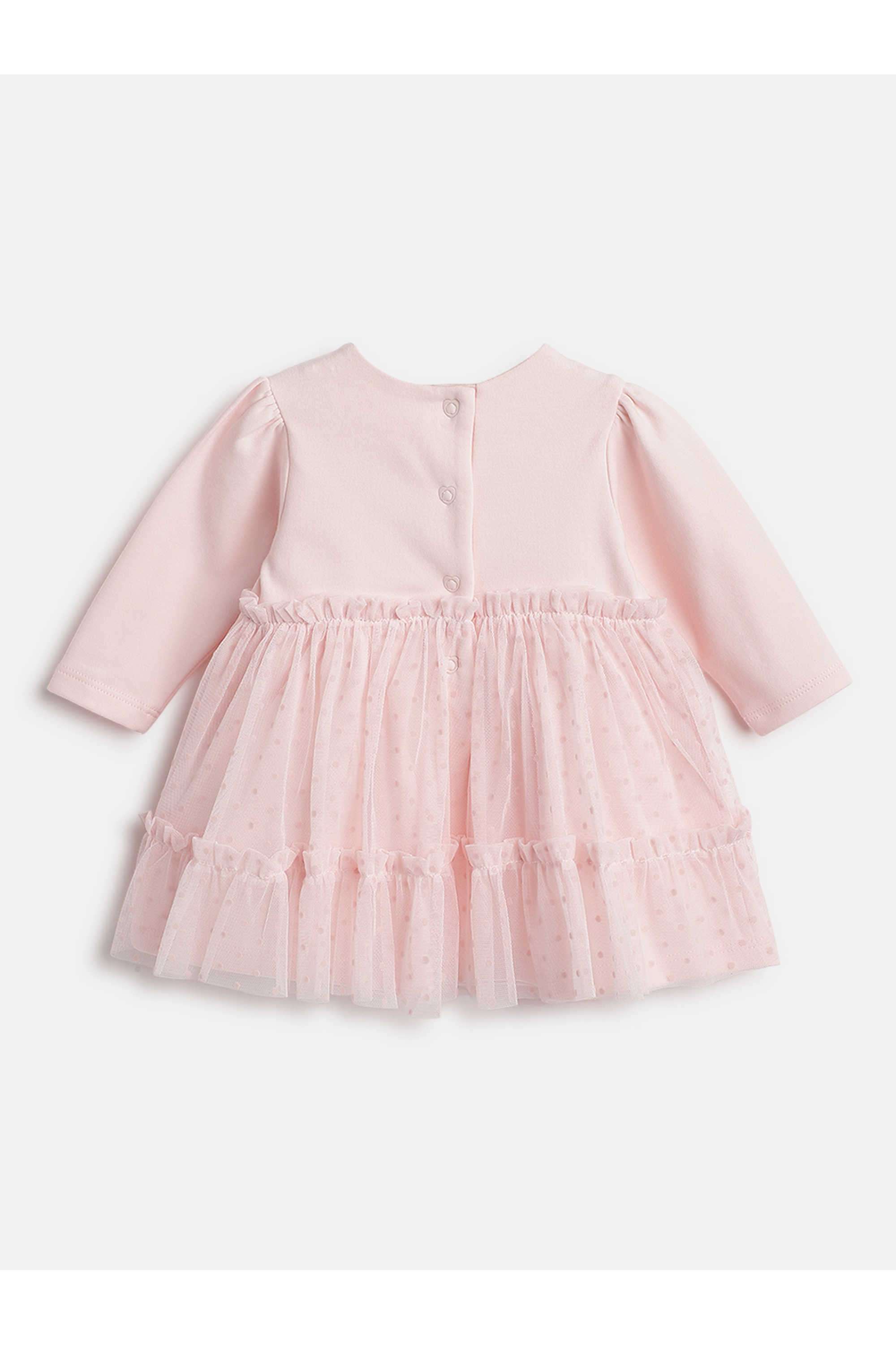 Polka-Dots-Cotton-Blend-Round-Neck-Infant-Girls-Dress