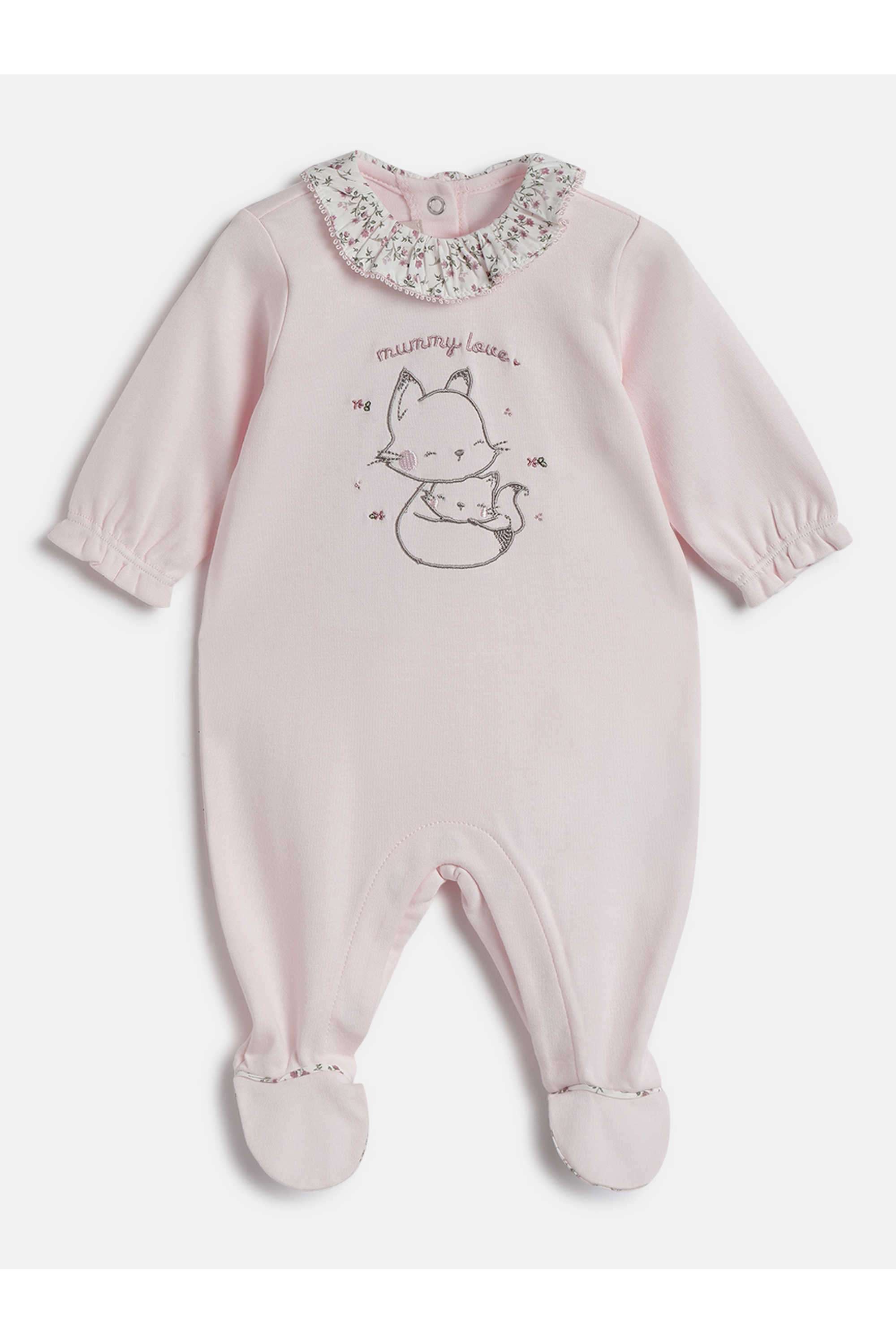 Embroidered-Cotton-Round-Neck-Infant-Girls-Bodysuit