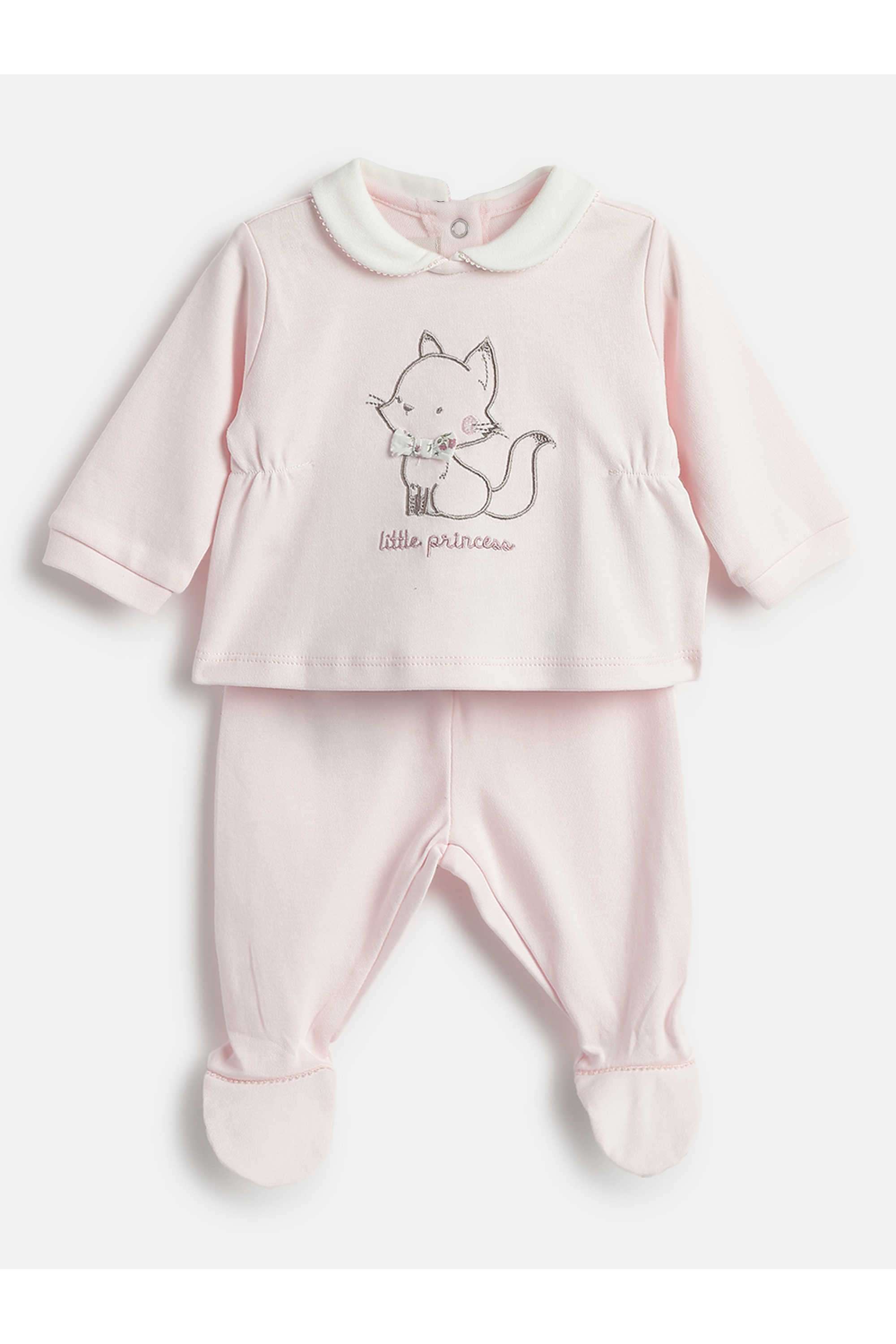 Printed-Cotton-Collared-Infant-Girls-Clothing-Set