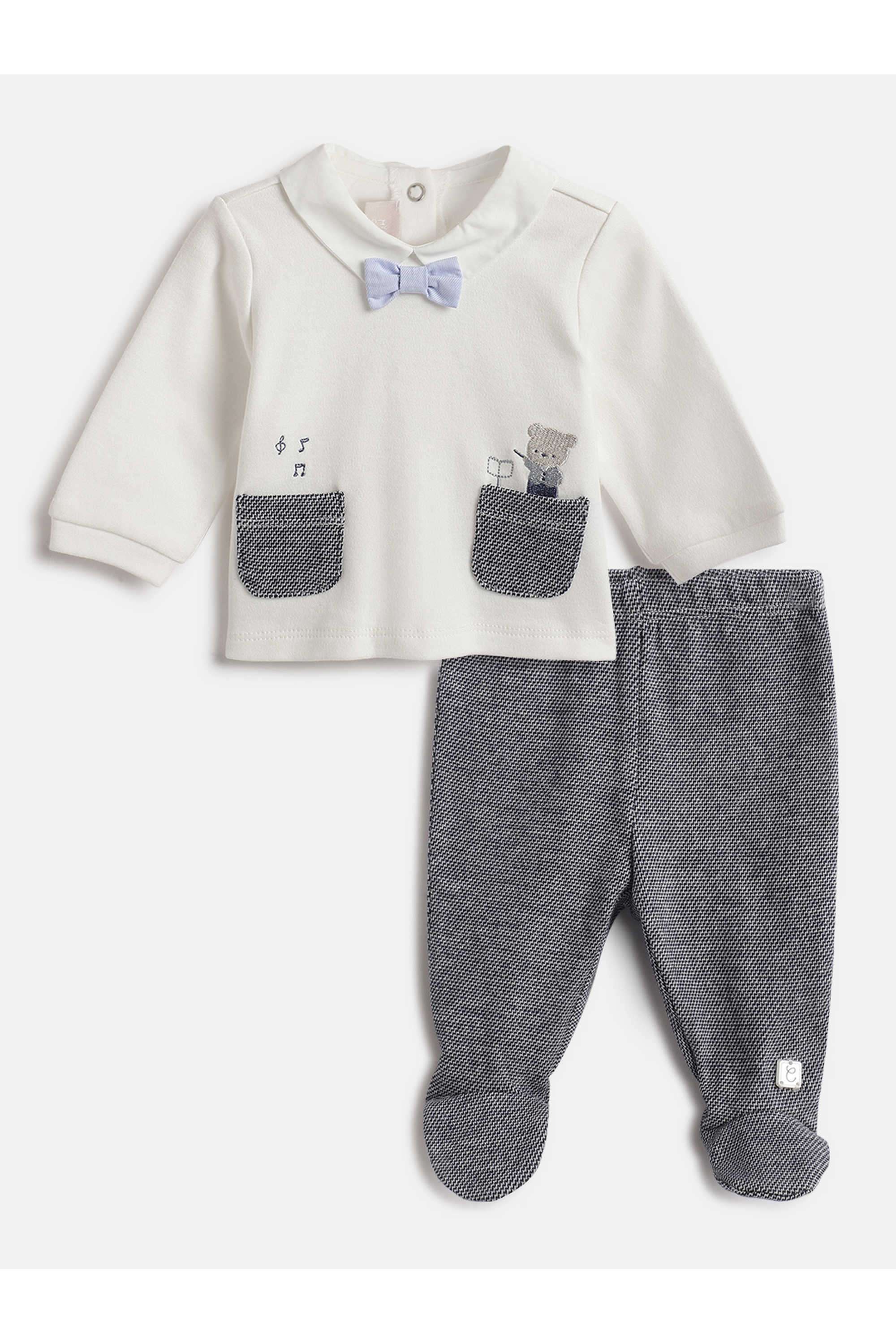 Embroidered-Cotton-Blend-Collared-Infant-Boys-Clothing-Set