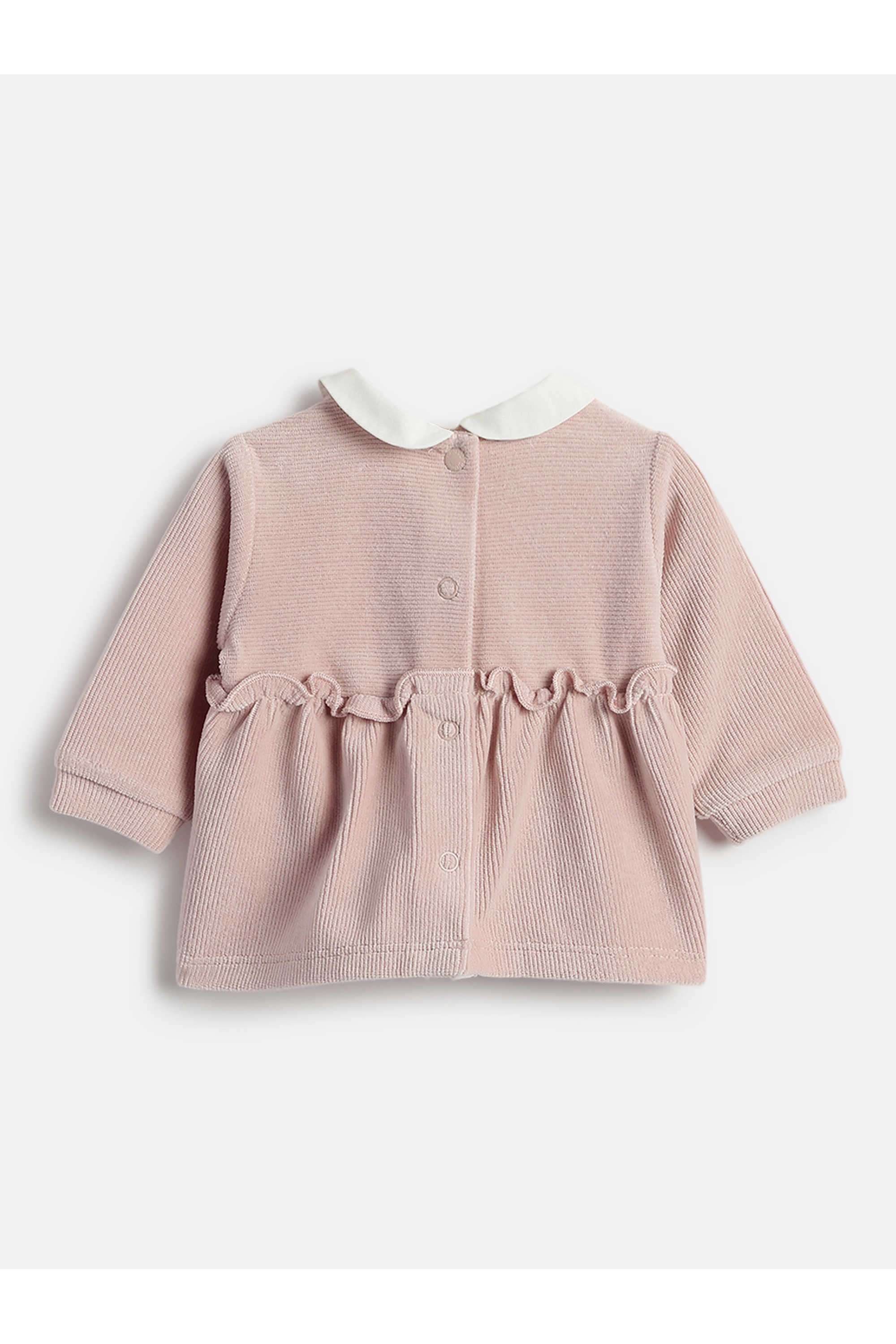 Embellished-Cotton-Blend-Collared-Infant-Girls-Clothing-Set