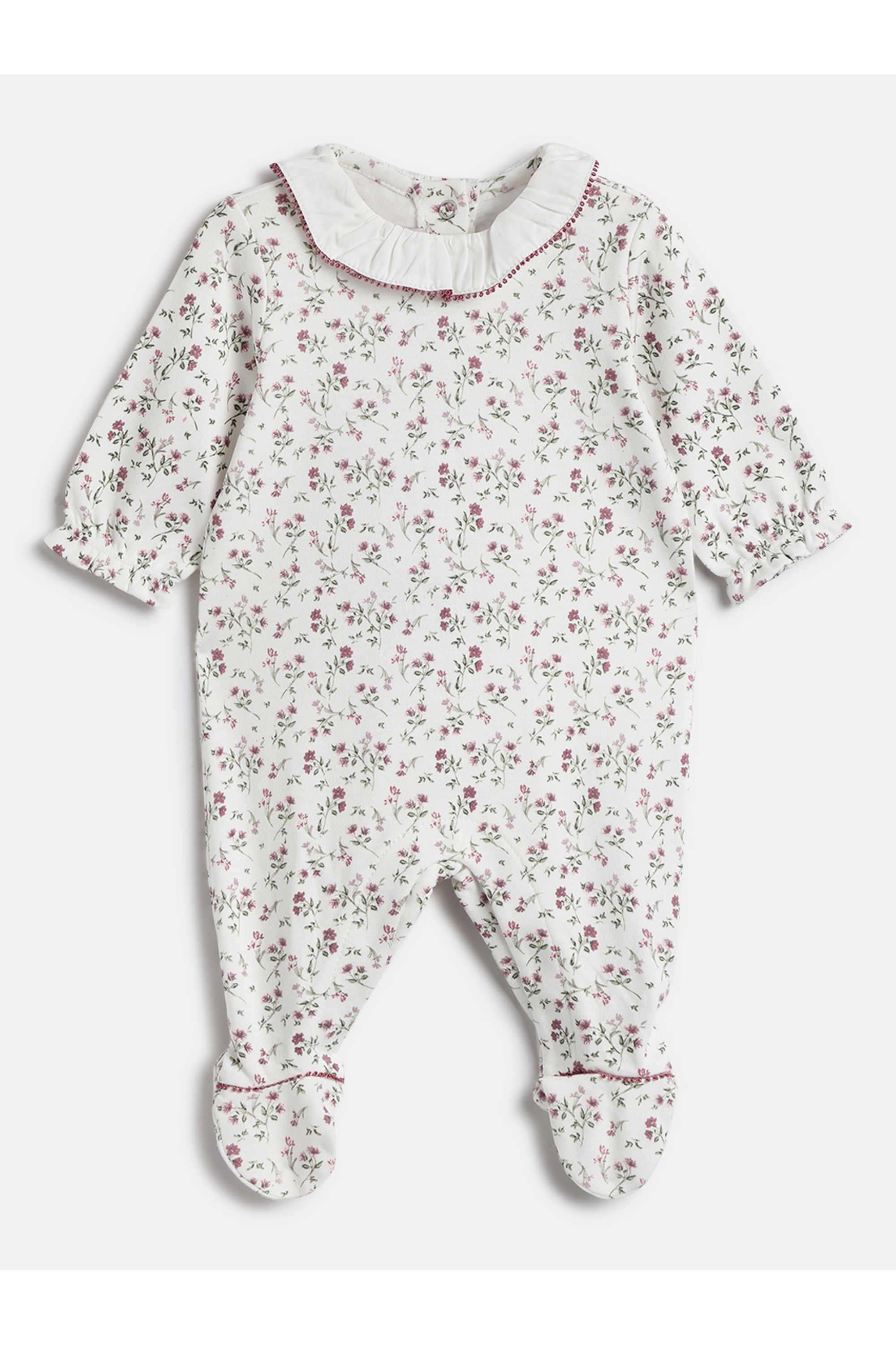 Floral-Cotton-Round-Neck-Infant-Girls-Bodysuit