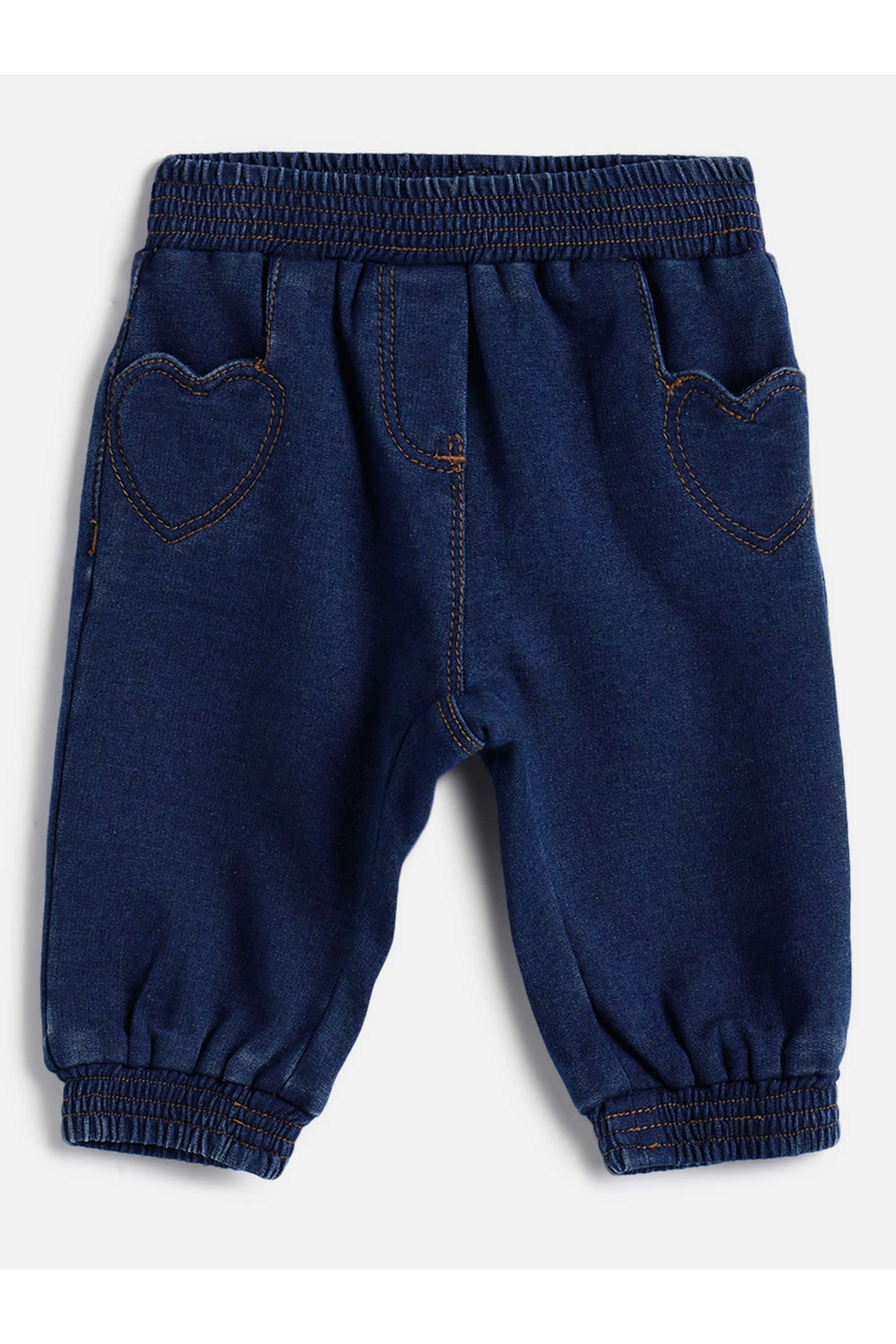 Solid-Cotton-Blend-Regular-Fit-Infant-Girls-Trousers