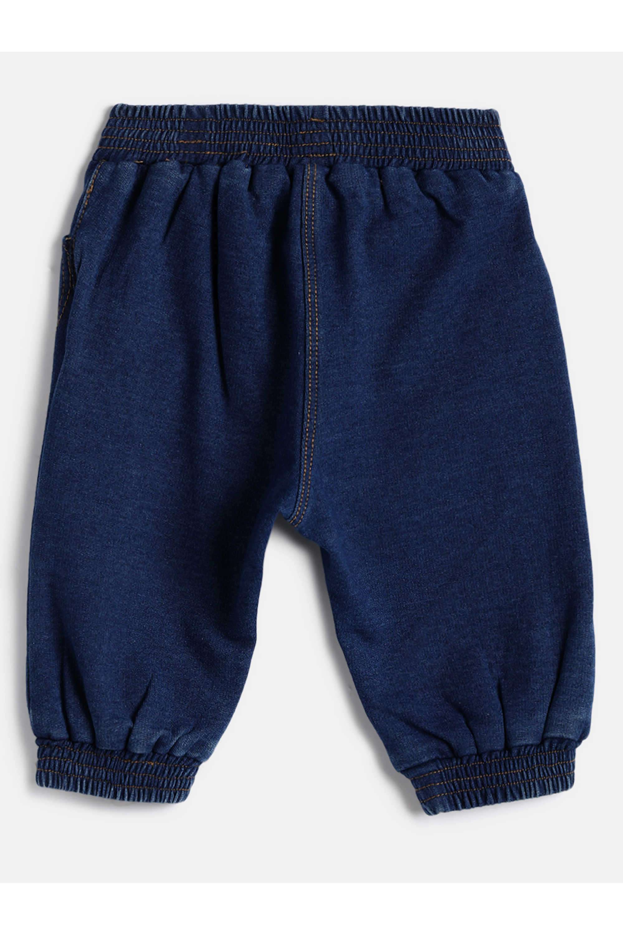 Solid-Cotton-Blend-Regular-Fit-Infant-Girls-Trousers