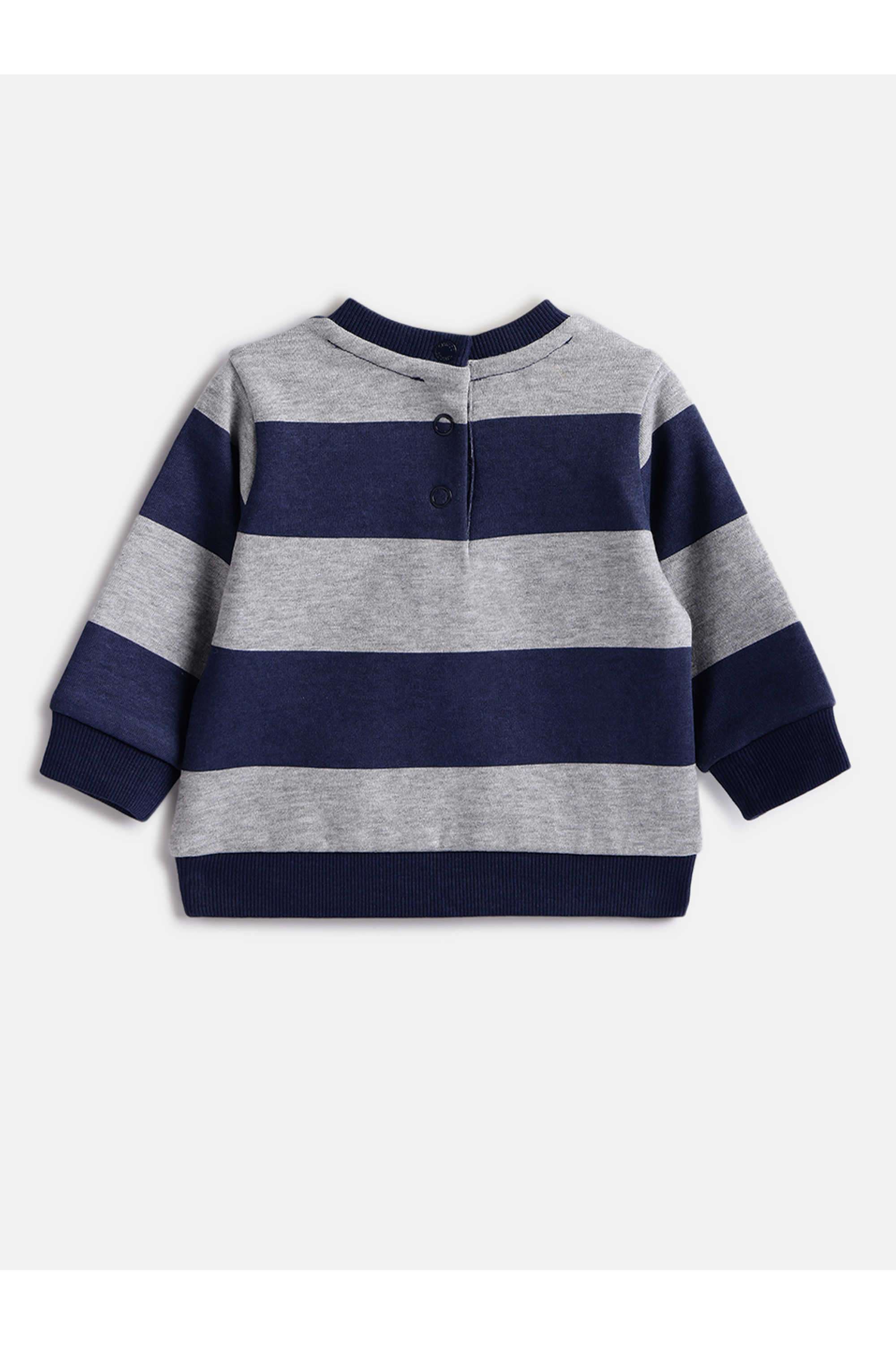 Stripes-Cotton-Blend-Round-Neck-Infant-Boys-Clothing-Set