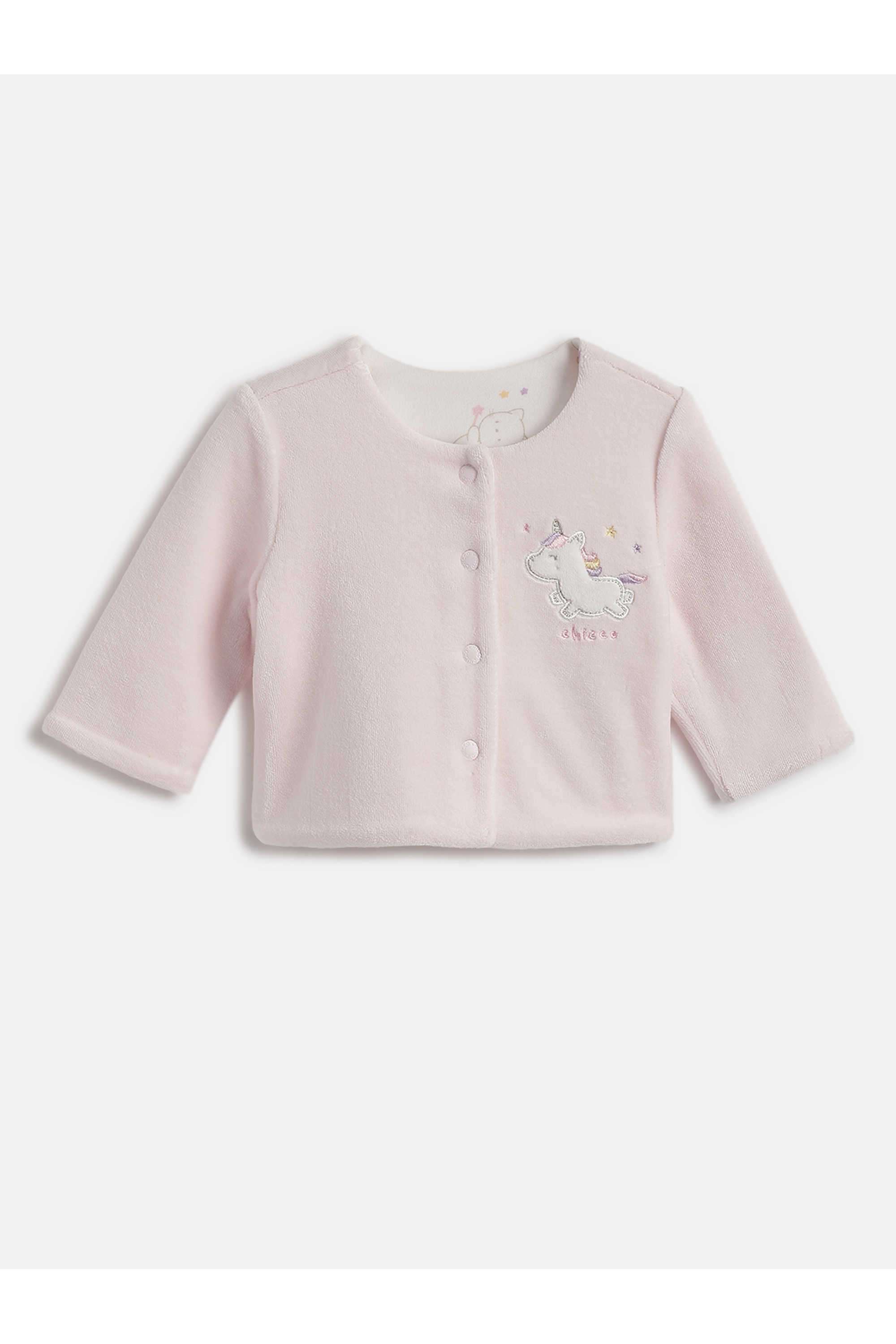 Embroidered-Cotton-Blend-Round-Neck-Infant-Girls-Cardigan