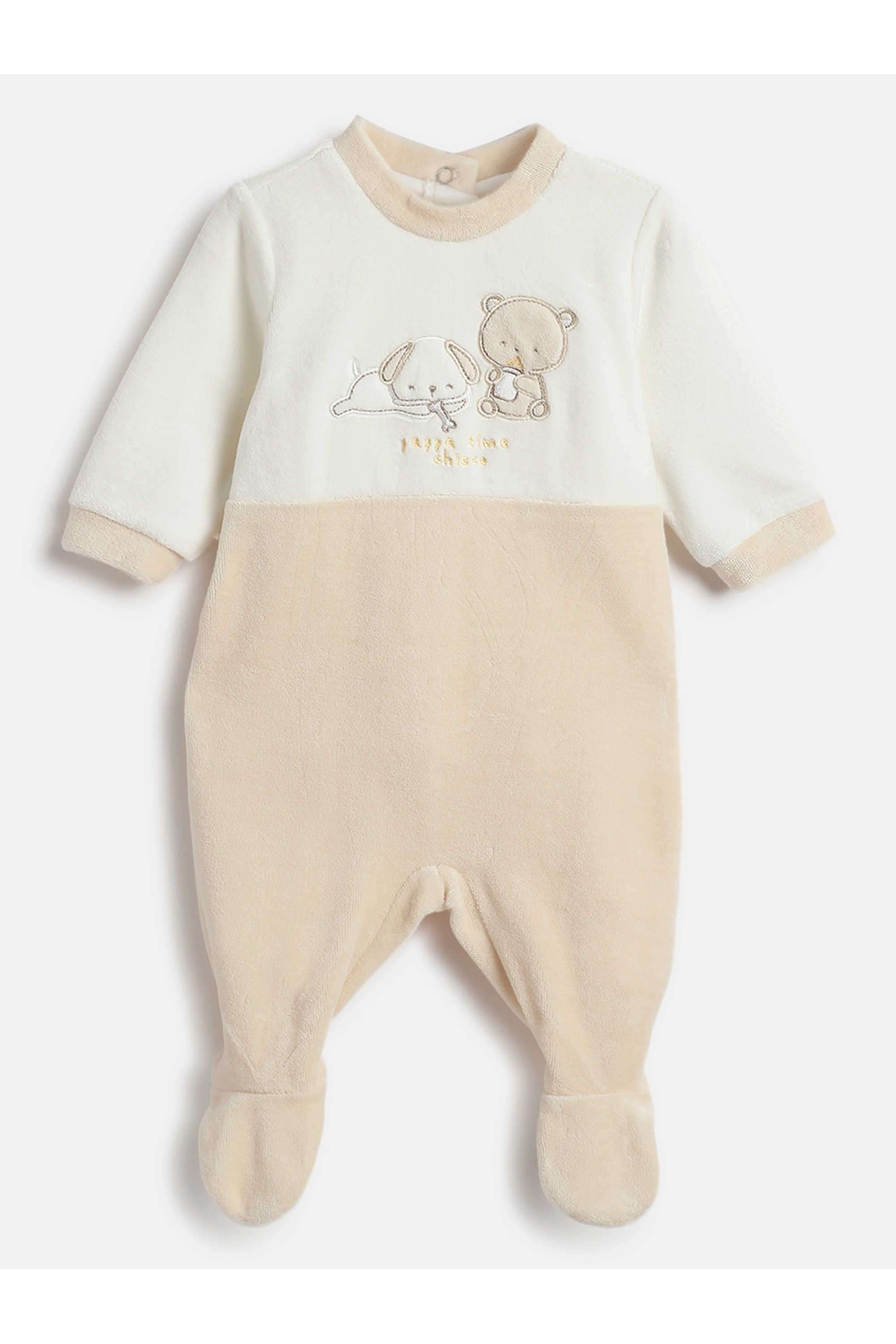 Embroidered-Cotton-Blend-Round-Neck-Unisex-Bodysuit