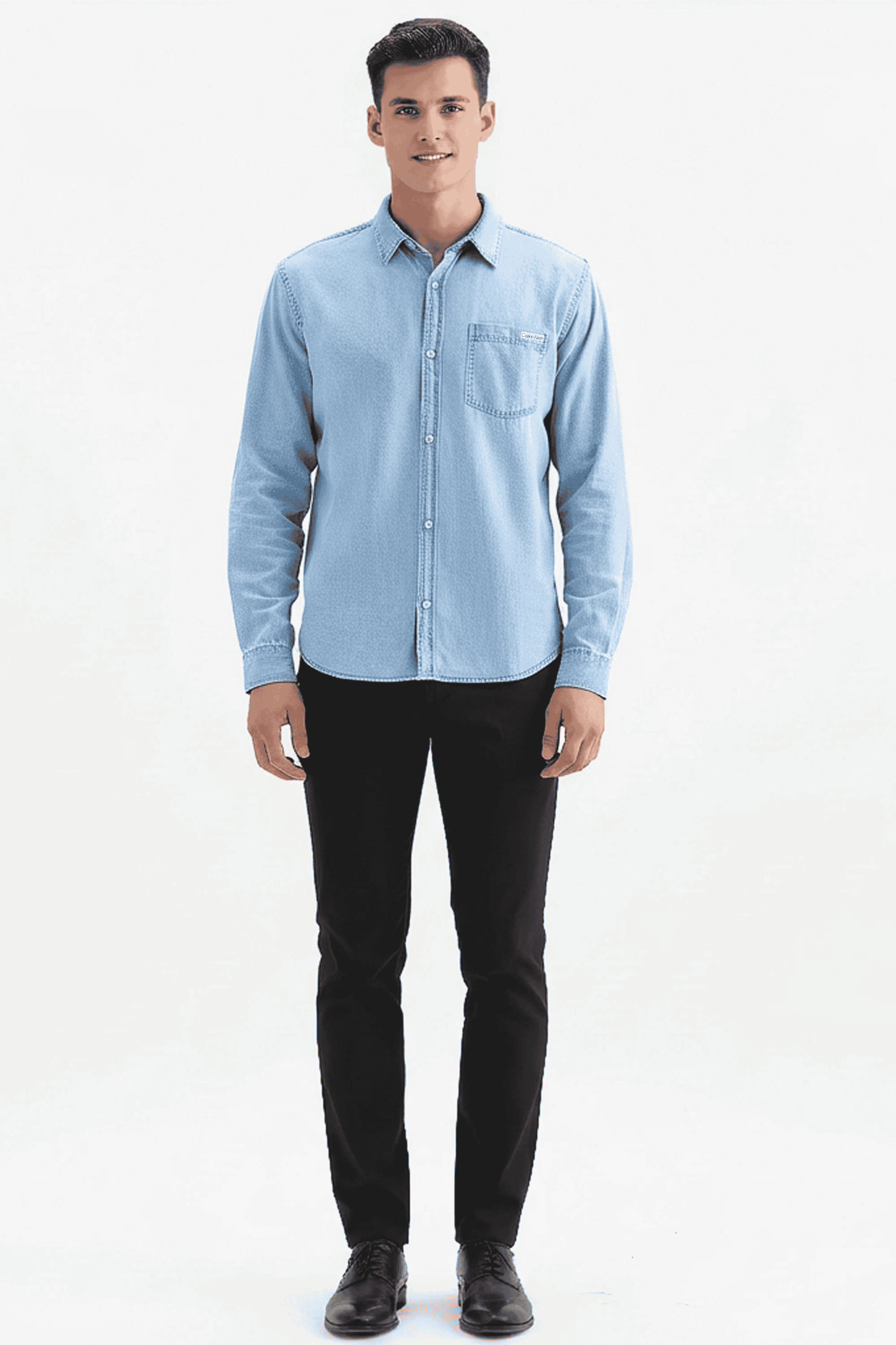Solid-Blended-Fabric-Regular-Fit-Men-s-Casual-Wear-Denim-Shirt