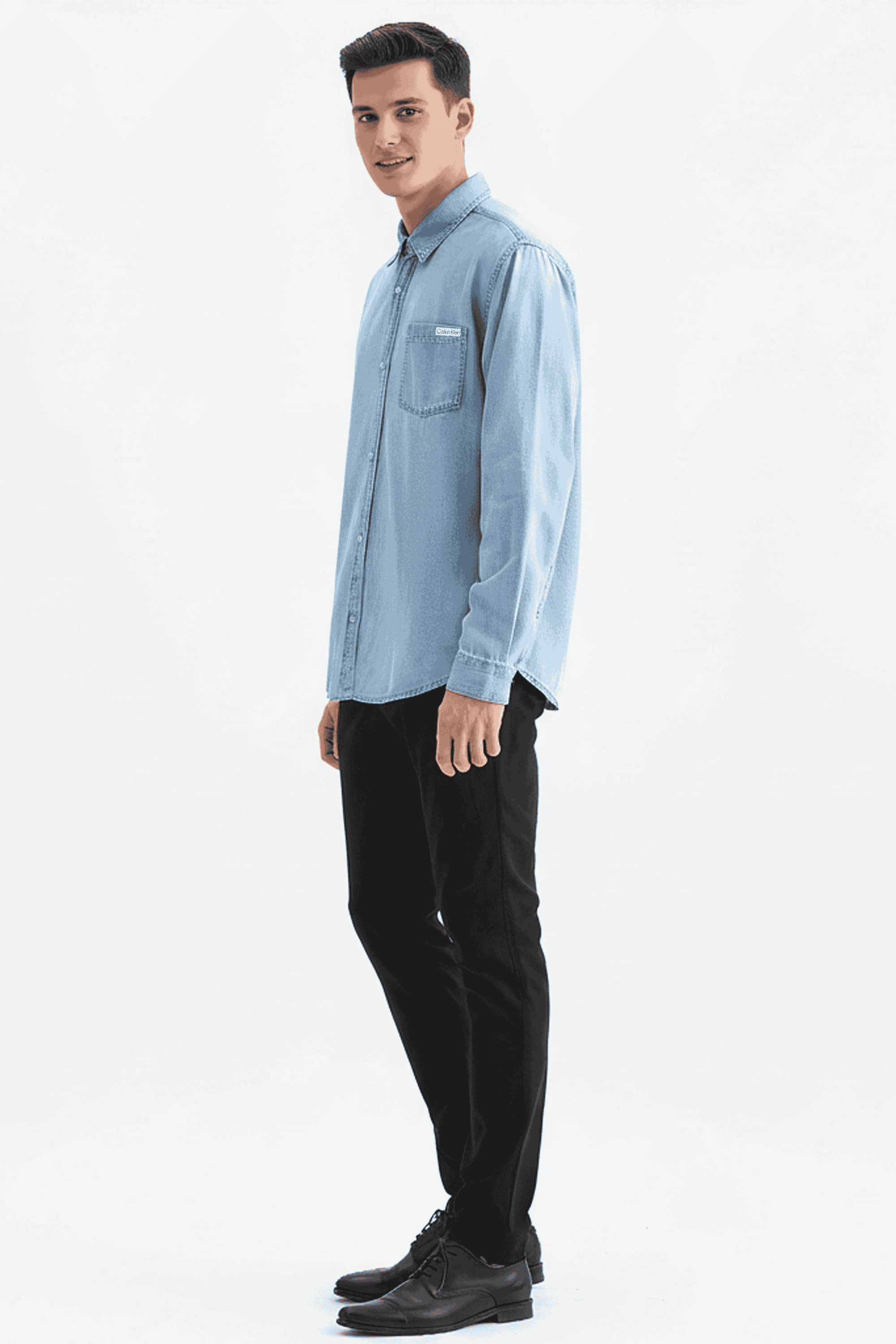 Solid-Blended-Fabric-Regular-Fit-Men-s-Casual-Wear-Denim-Shirt