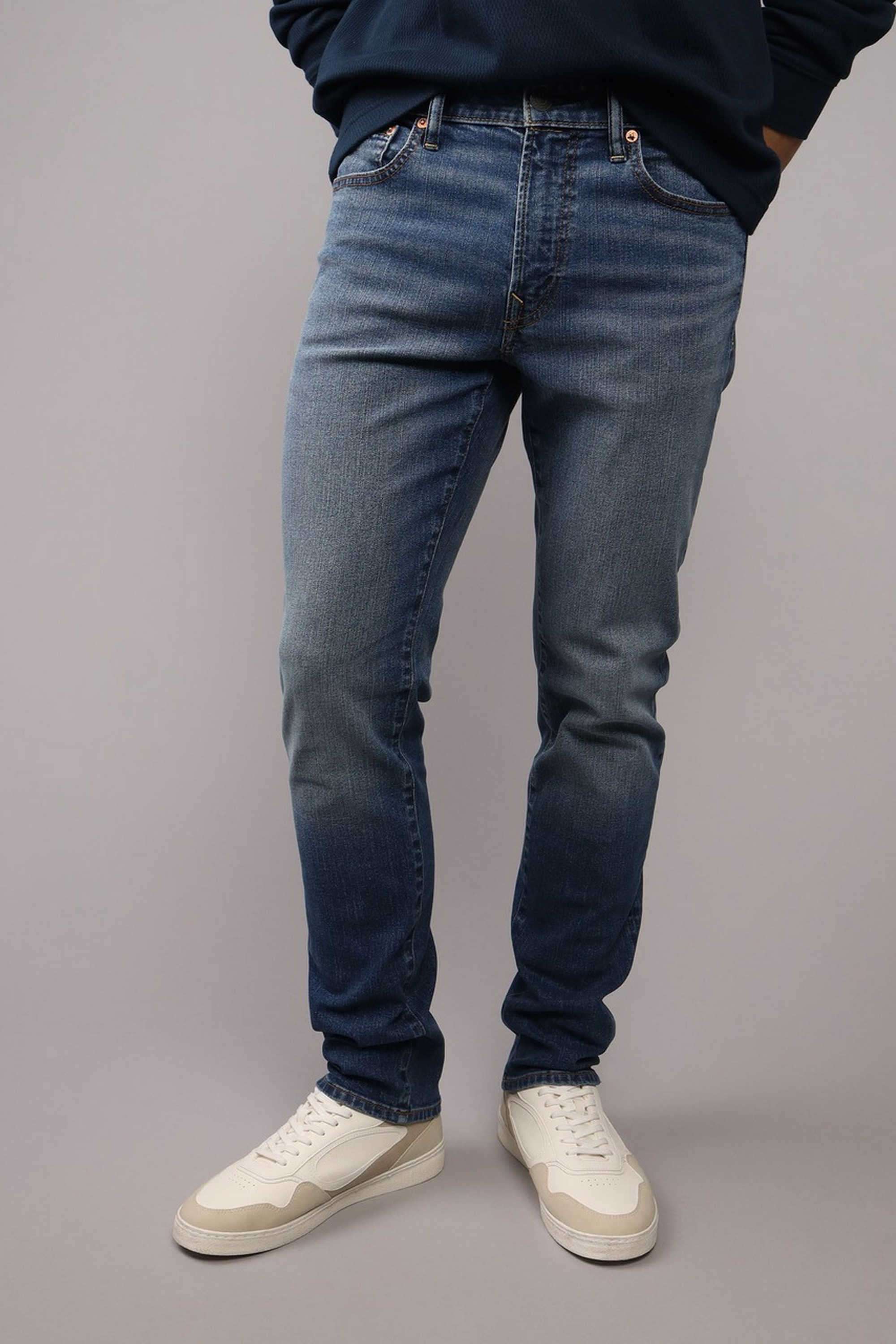 Solid-Blended-Fabric-Slim-Fit-Men-s-Jeans