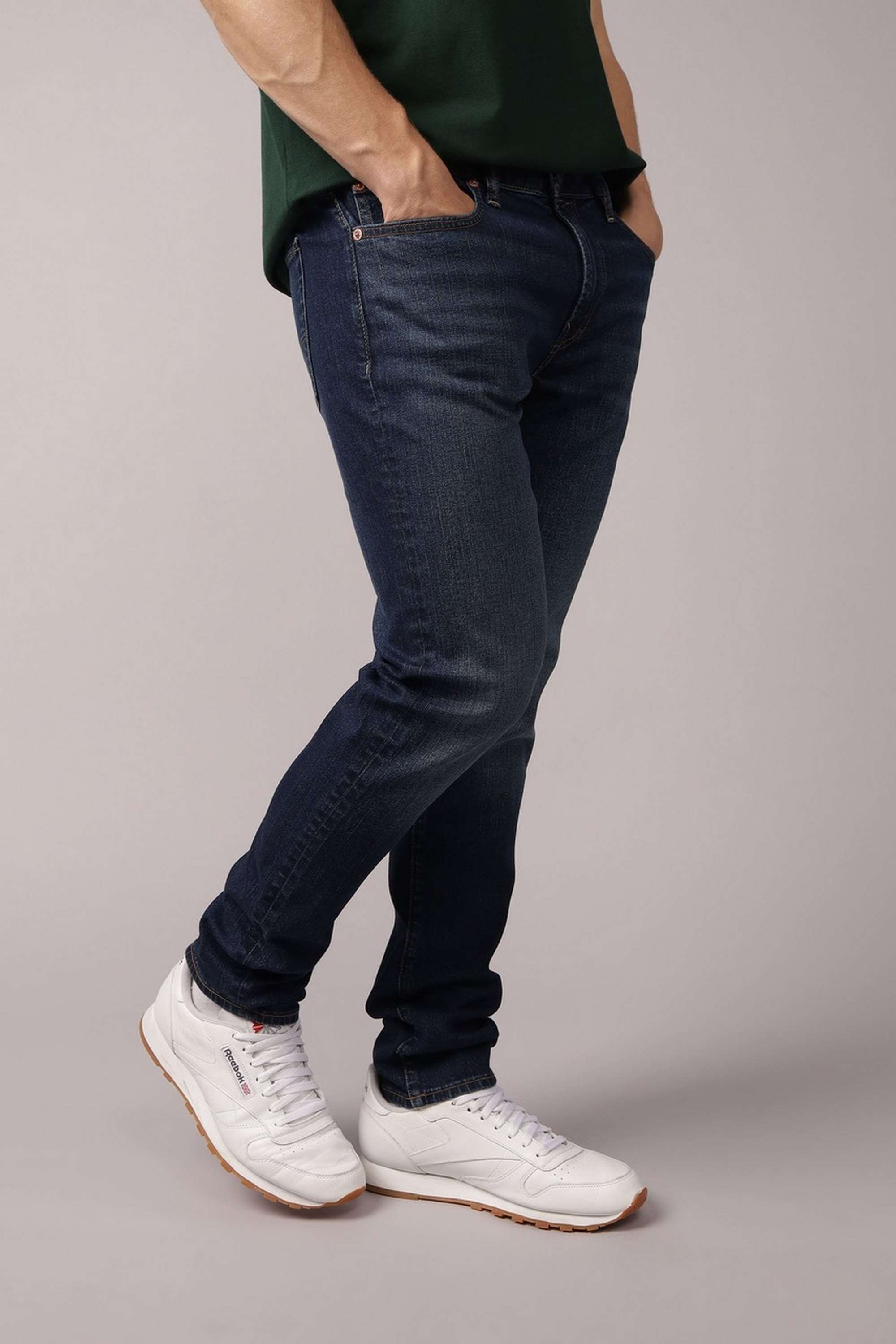 Light-Wash-Polyester-Cotton-Slim-Fit-Men-s-Jeans
