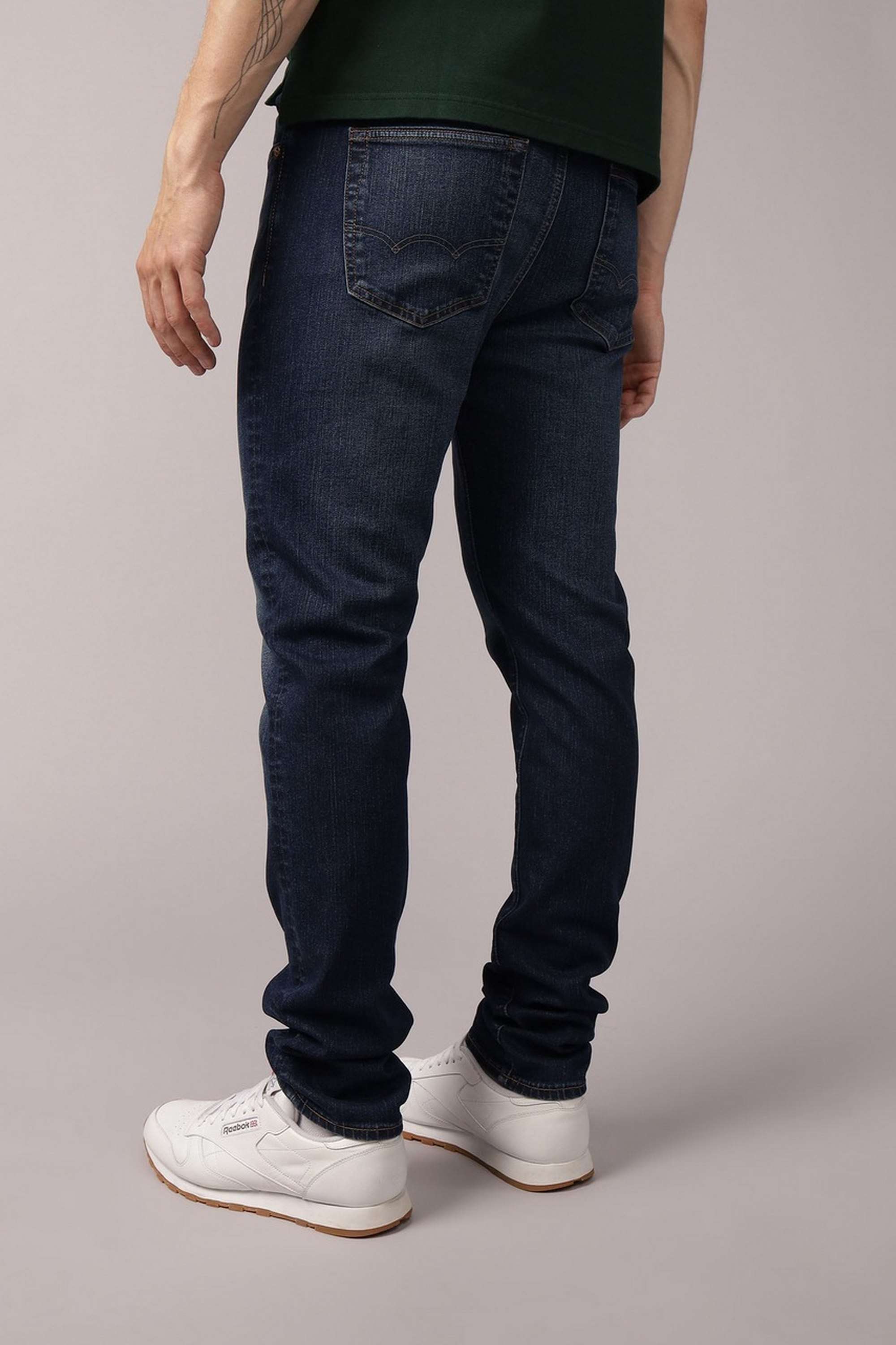 Light-Wash-Polyester-Cotton-Slim-Fit-Men-s-Jeans