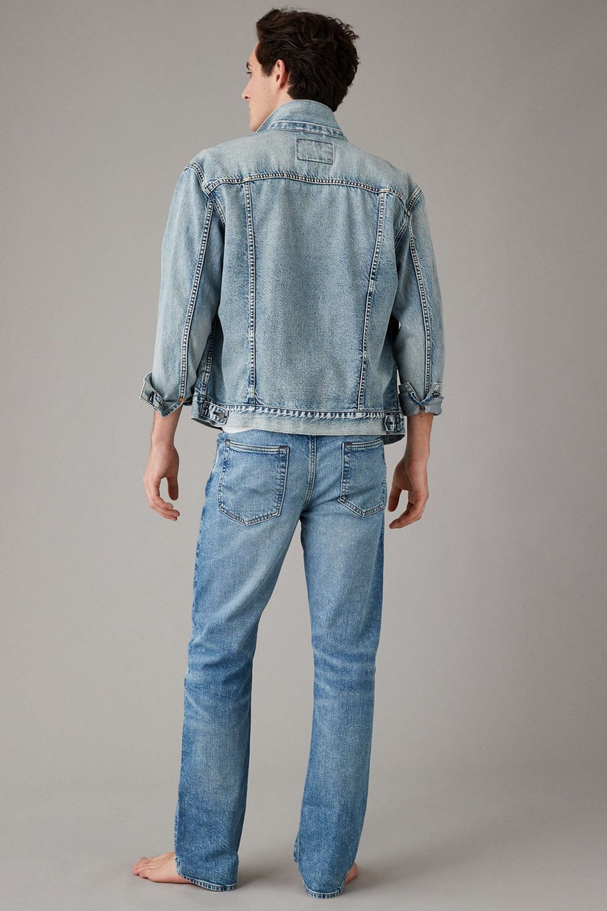 Light-Wash-Cotton-Stretch-Bootcut-Fit-Men-s-Jeans