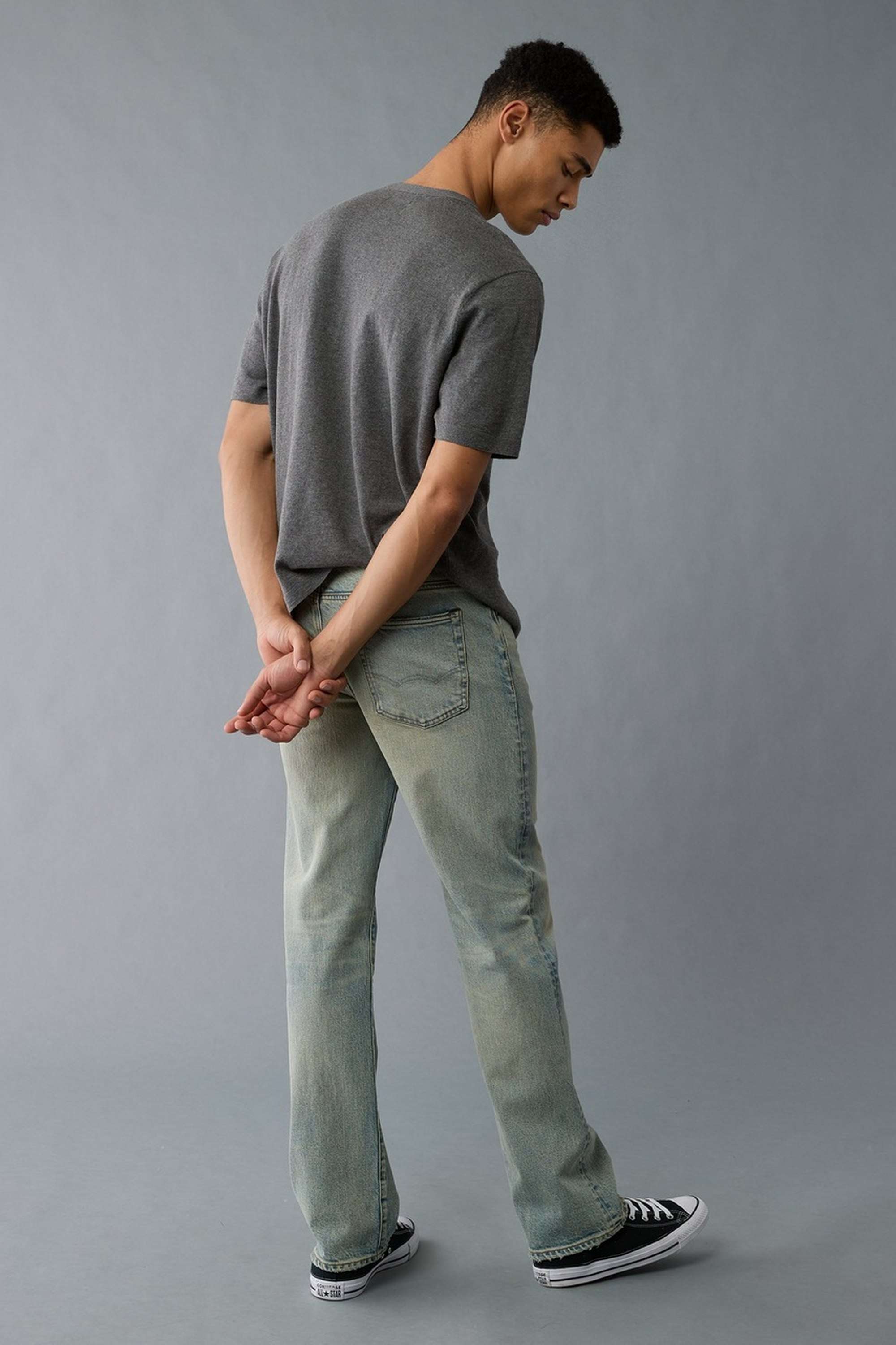 Light-Wash-Cotton-Stretch-Bootcut-Fit-Men-s-Jeans