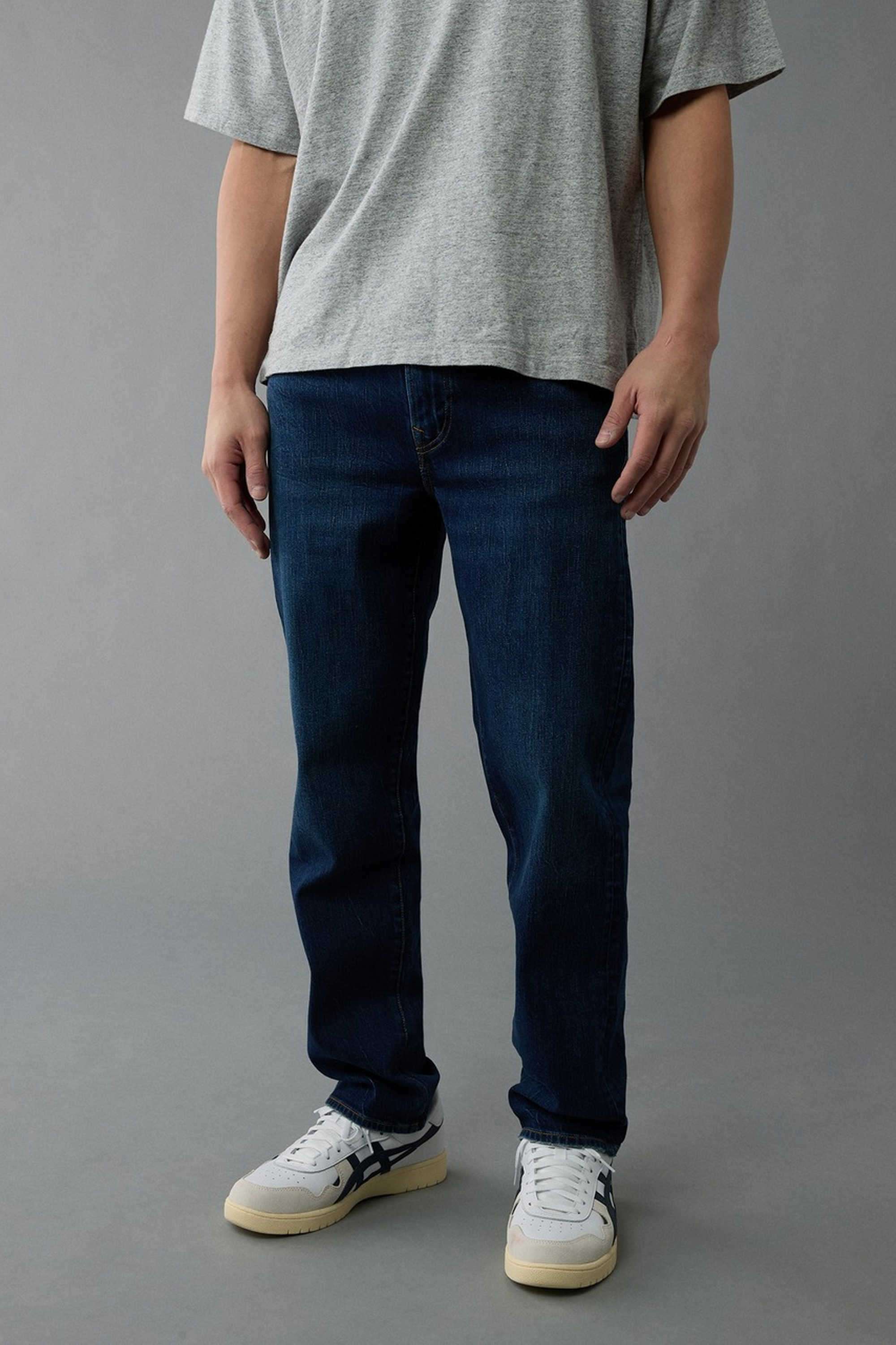 Solid-Blended-Fabric-Straight-Fit-Men-s-Jeans