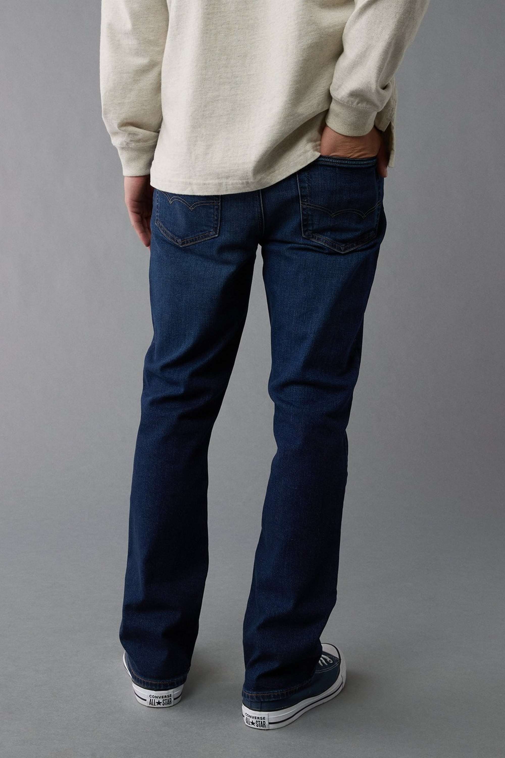 Light-Wash-Polyester-Cotton-Bootcut-Fit-Men-s-Jeans