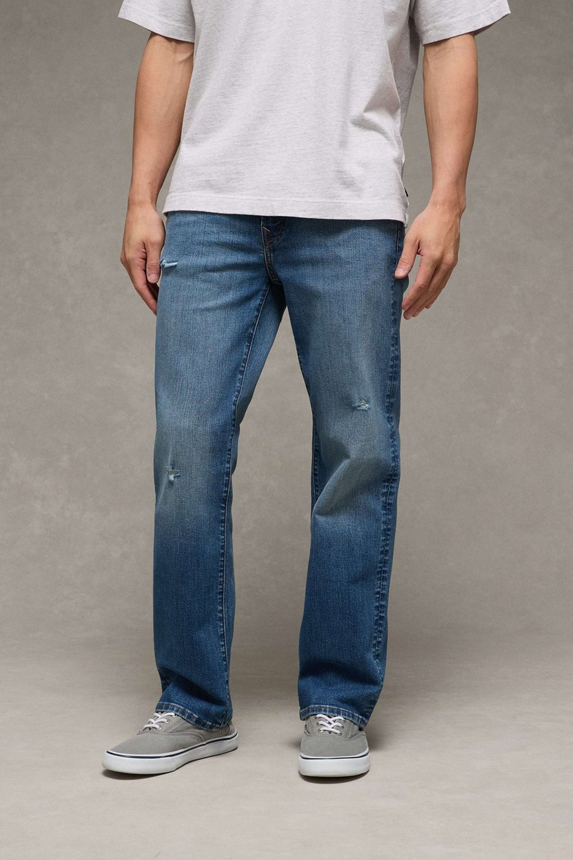 Light-Wash-Polyester-Cotton-Bootcut-Fit-Men-s-Jeans