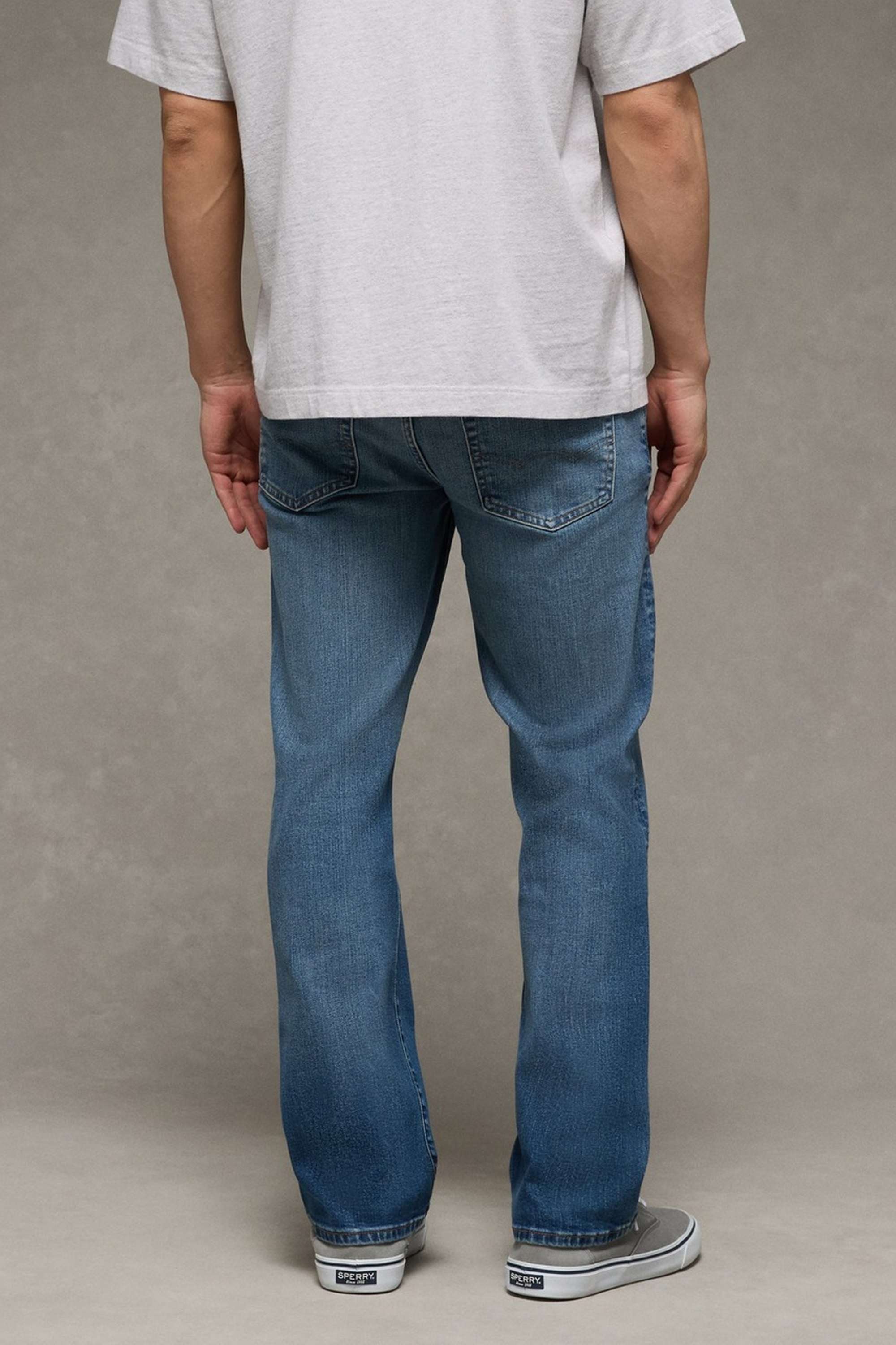 Light-Wash-Polyester-Cotton-Bootcut-Fit-Men-s-Jeans