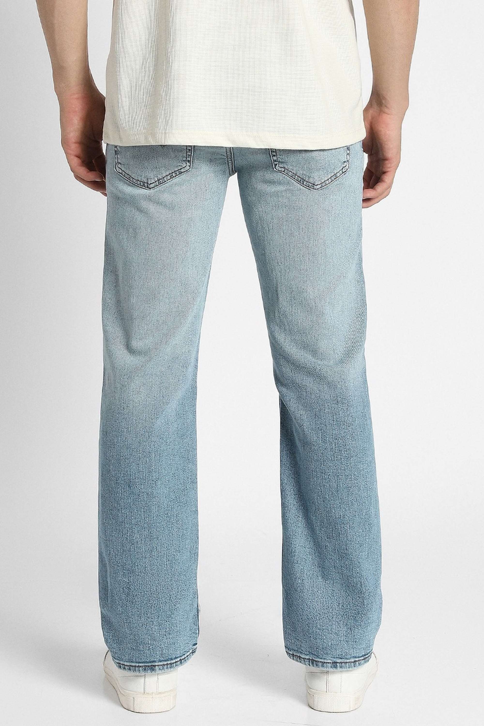 Light-Wash-Polyester-Cotton-Bootcut-Fit-Men-s-Jeans