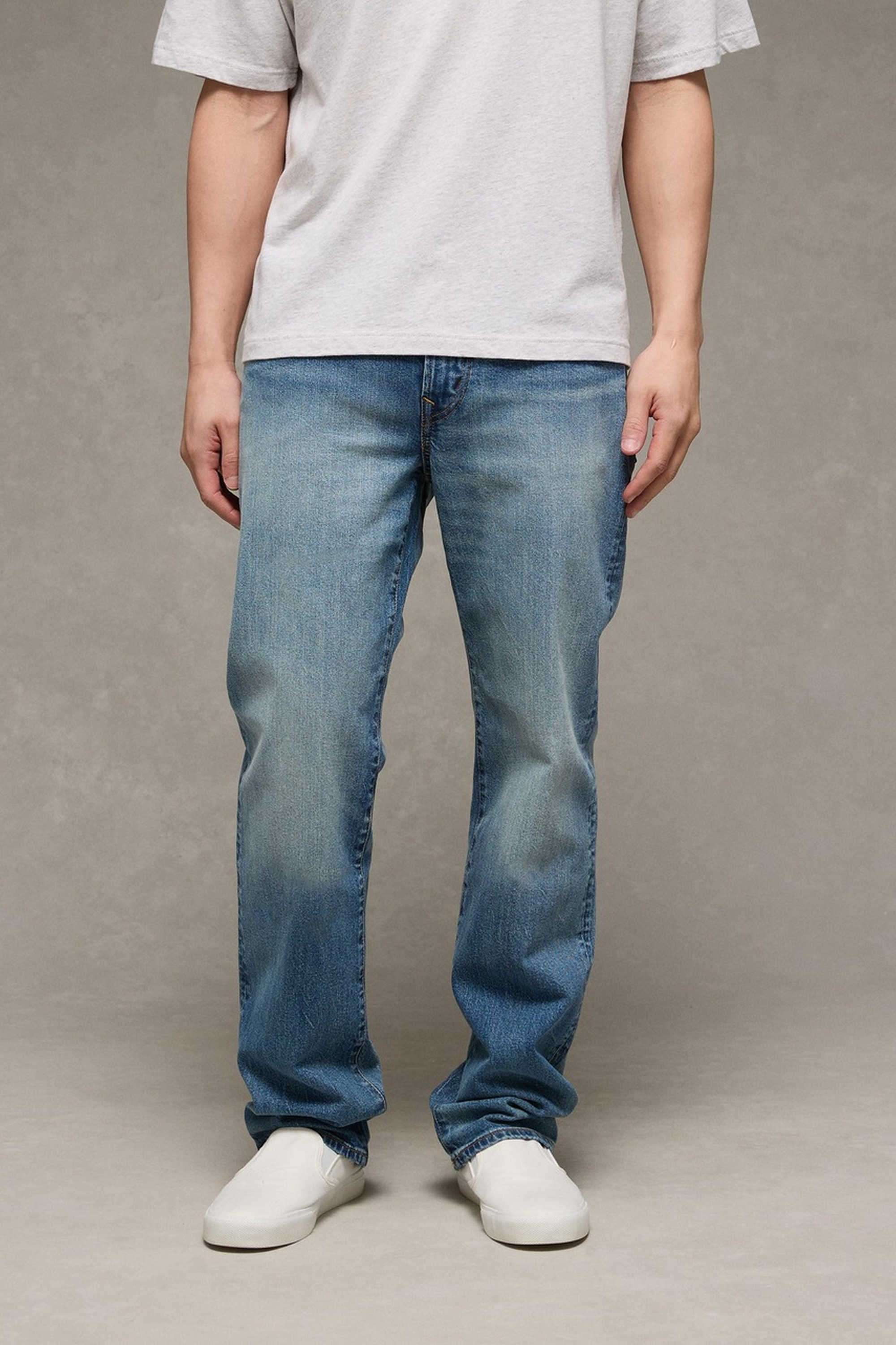 Solid-Blended-Fabric-Straight-Fit-Men-s-Jeans