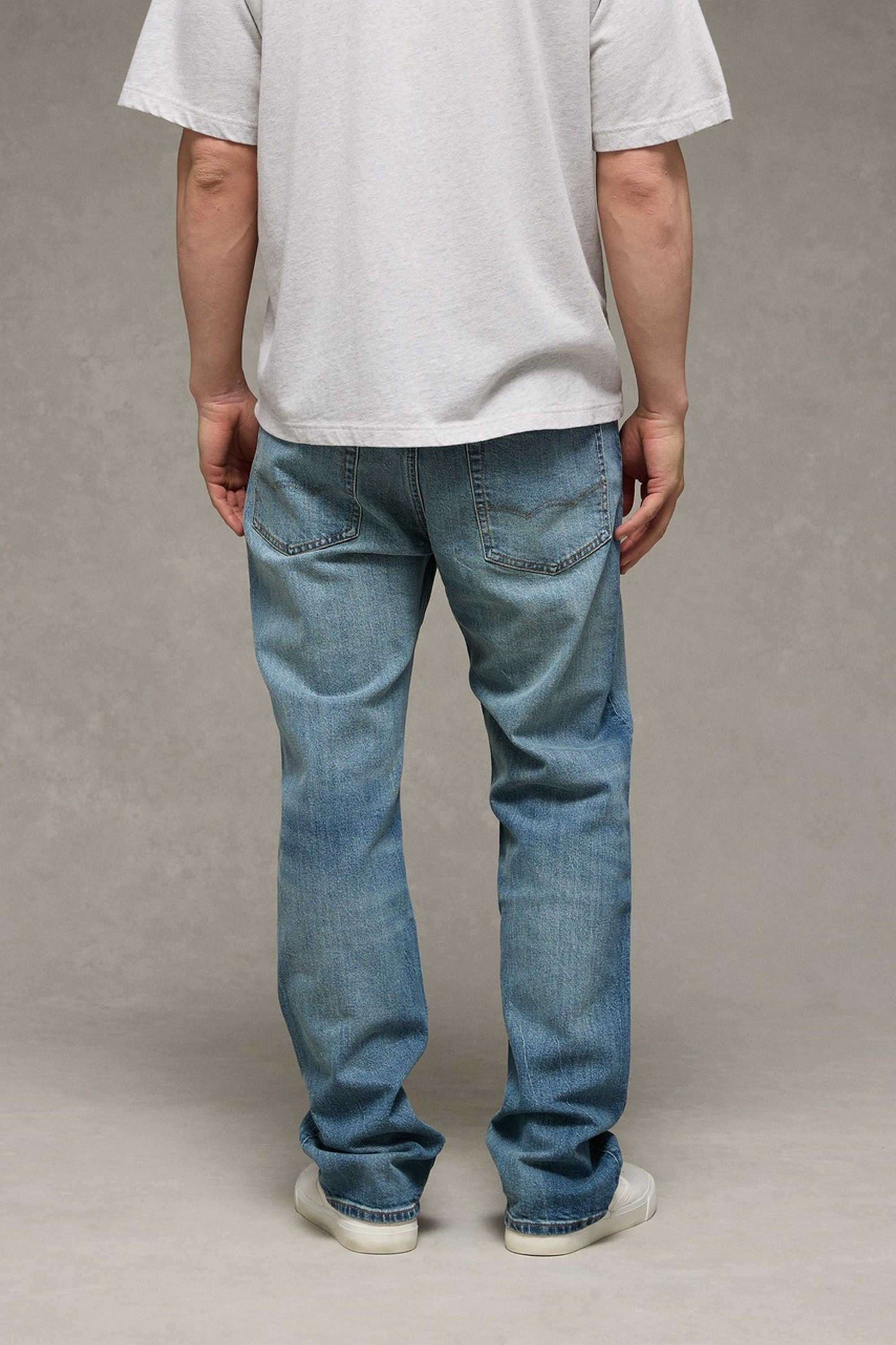 Solid-Blended-Fabric-Straight-Fit-Men-s-Jeans