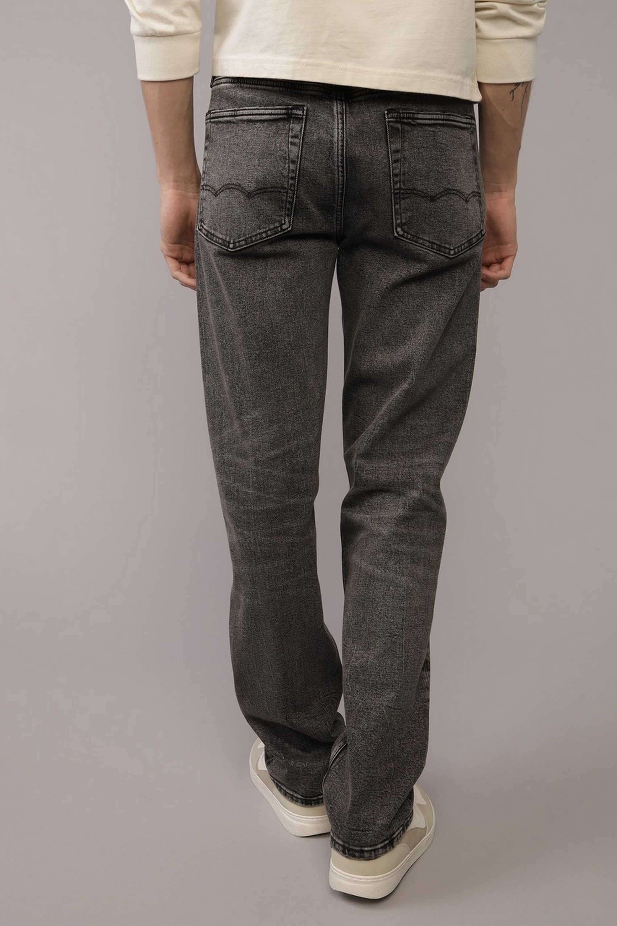 Solid-Blended-Fabric-Straight-Fit-Men-s-Jeans
