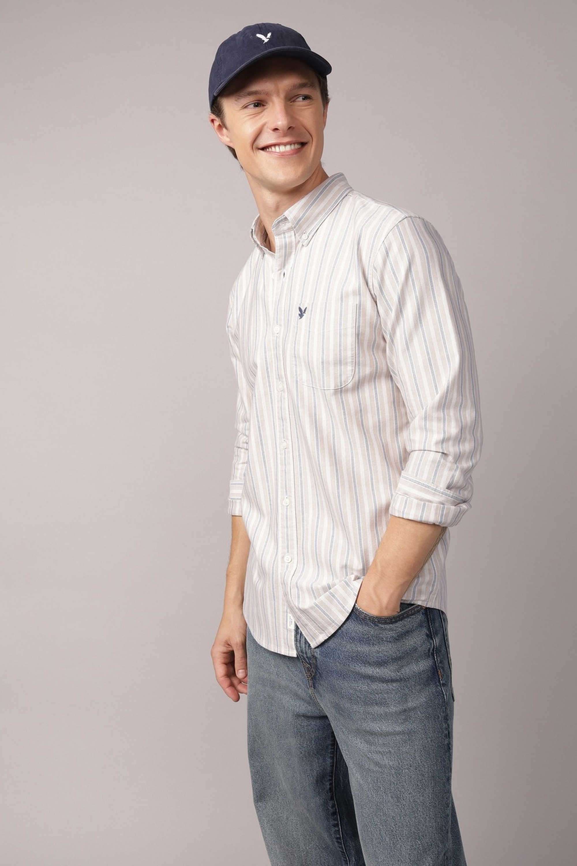 Stripes-Blended-Fabric-Slim-Fit-Men-s-Casual-Shirt