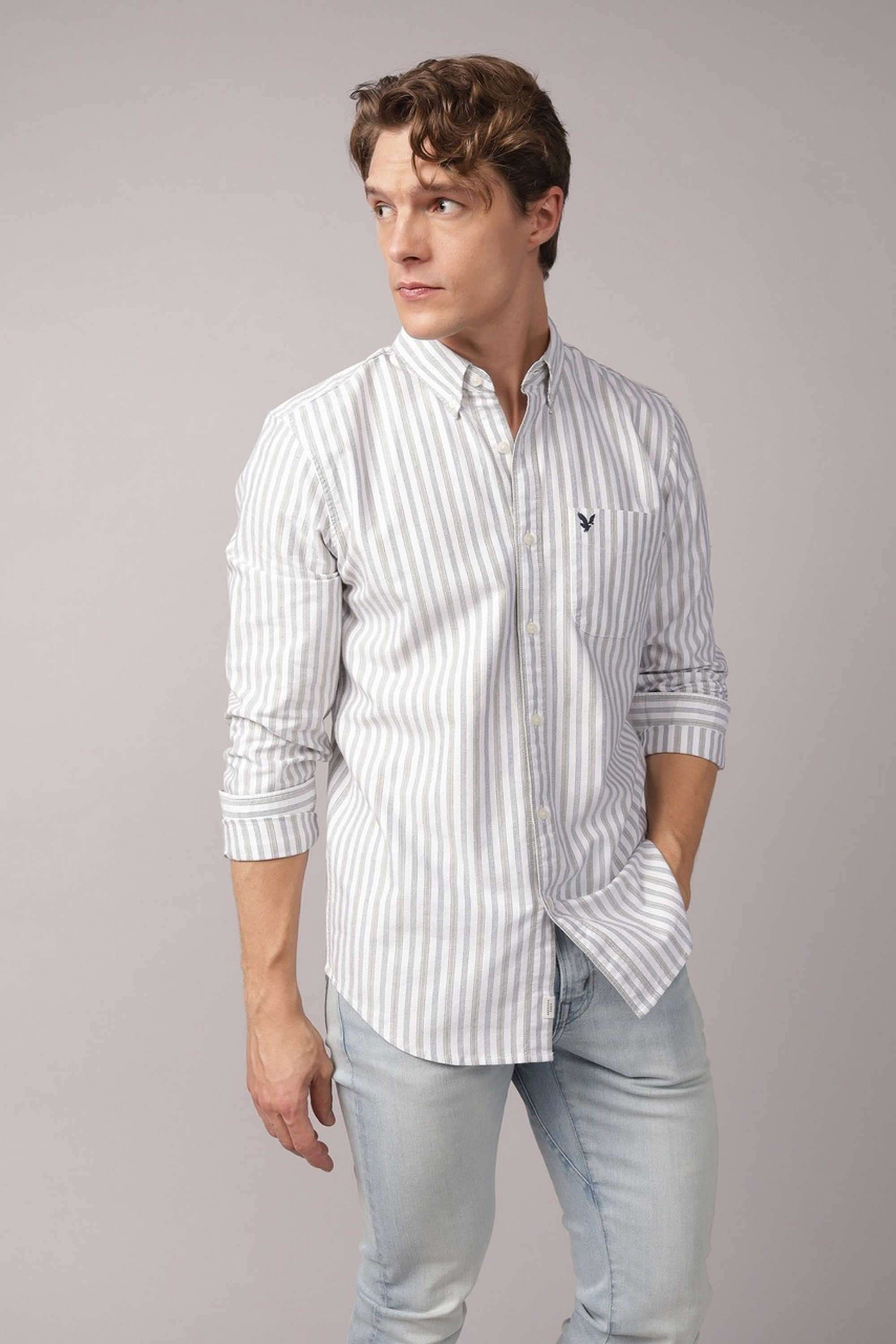 Stripes-Blended-Fabric-Slim-Fit-Men-s-Casual-Shirt