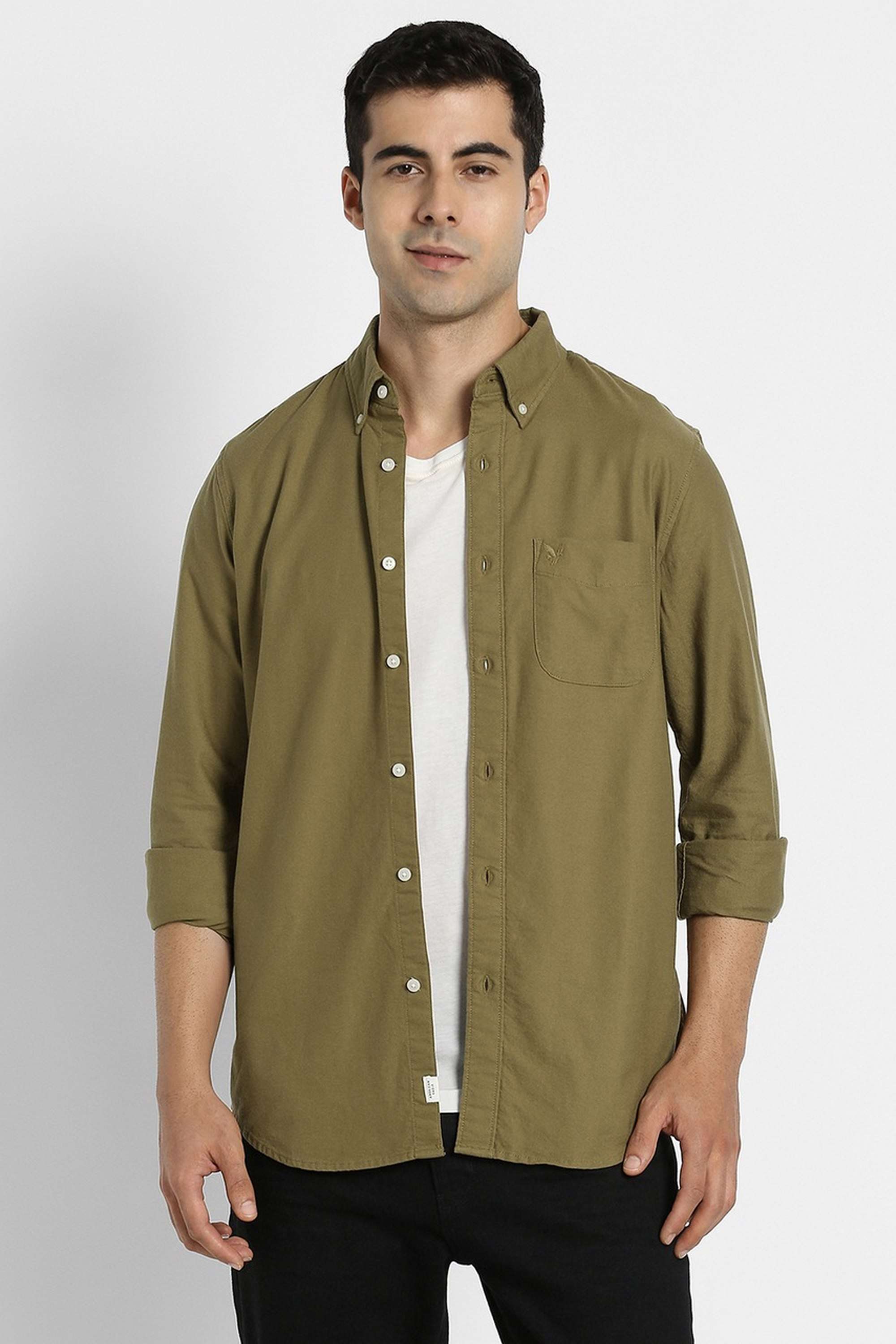 Solid-Cotton-Stretch-Slim-Fit-Men-s-Casual-Wear-Shirt