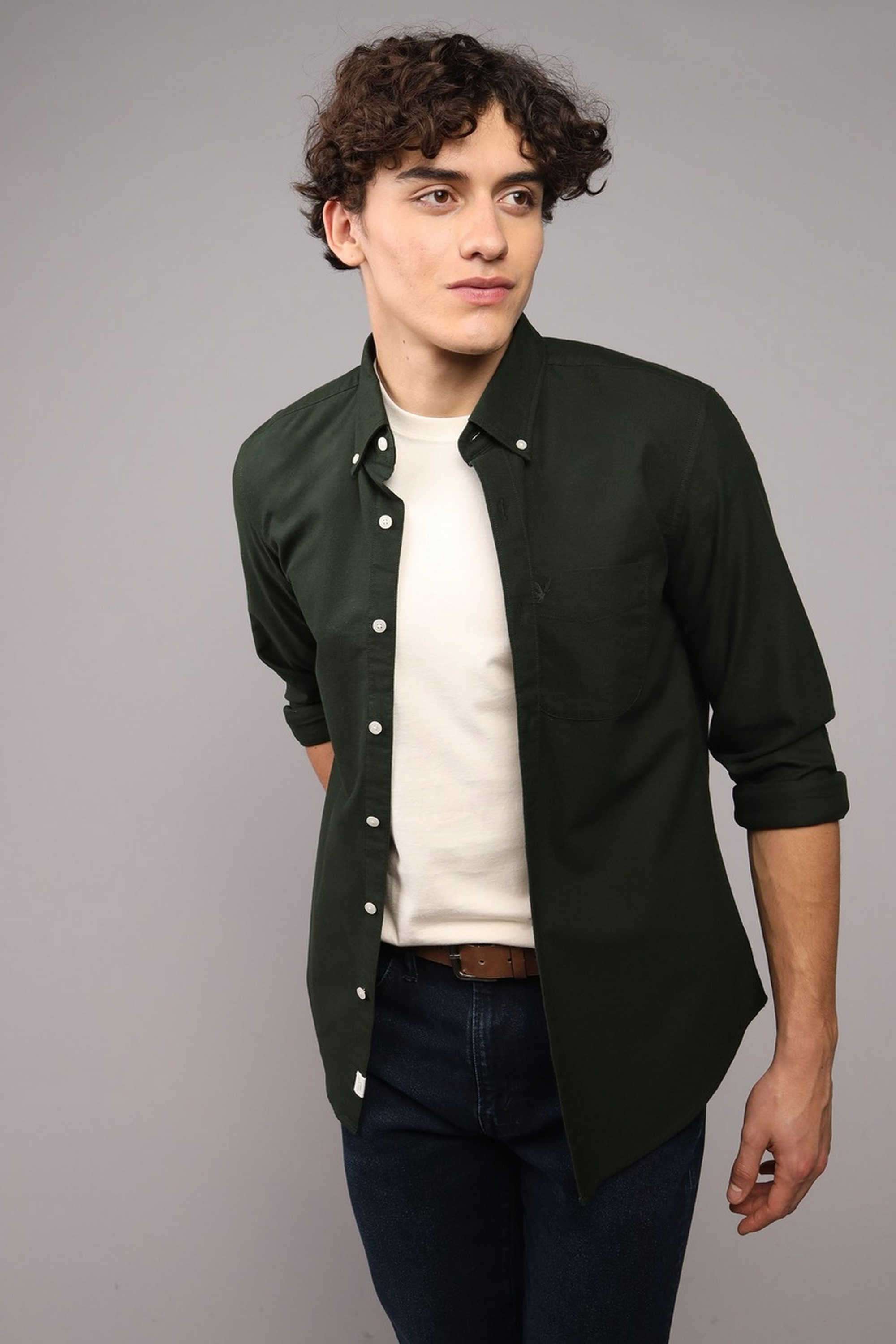 Solid-Blended-Fabric-Slim-Fit-Men-s-Casual-Shirt