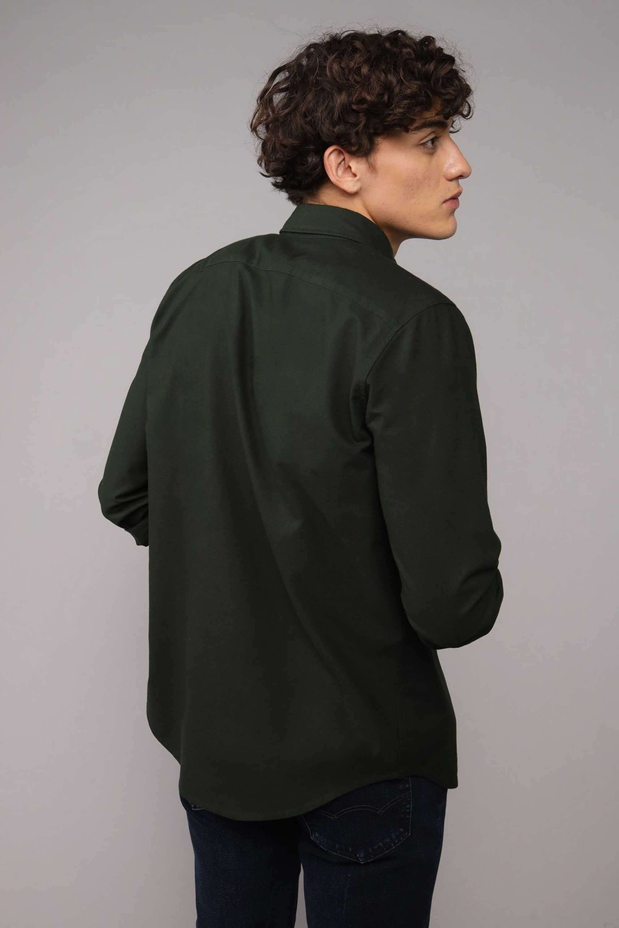 Solid-Blended-Fabric-Slim-Fit-Men-s-Casual-Shirt