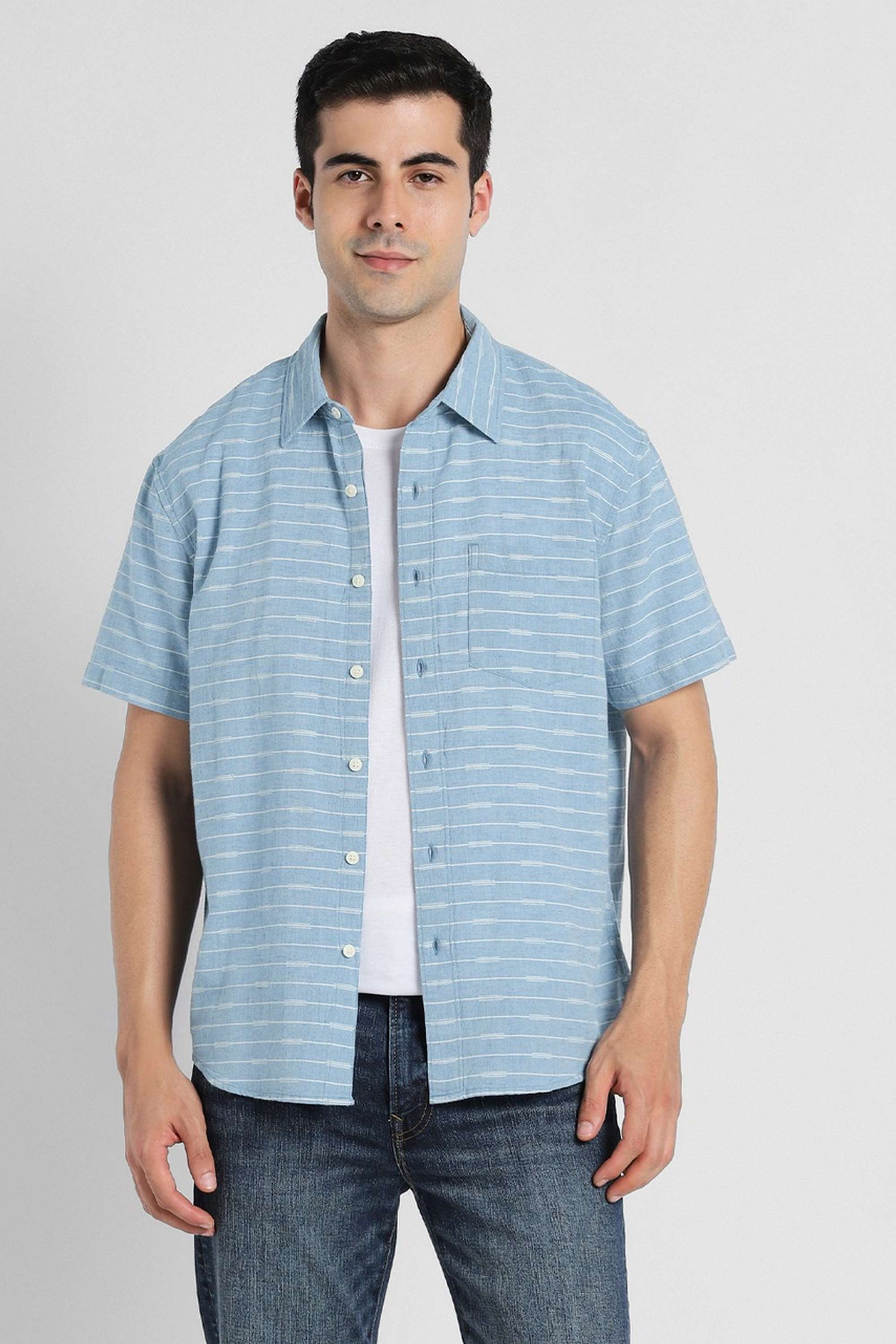 Textured-Cotton-Linen-Blend-Regular-Fit-Men-s-Casual-Wear-Shirt