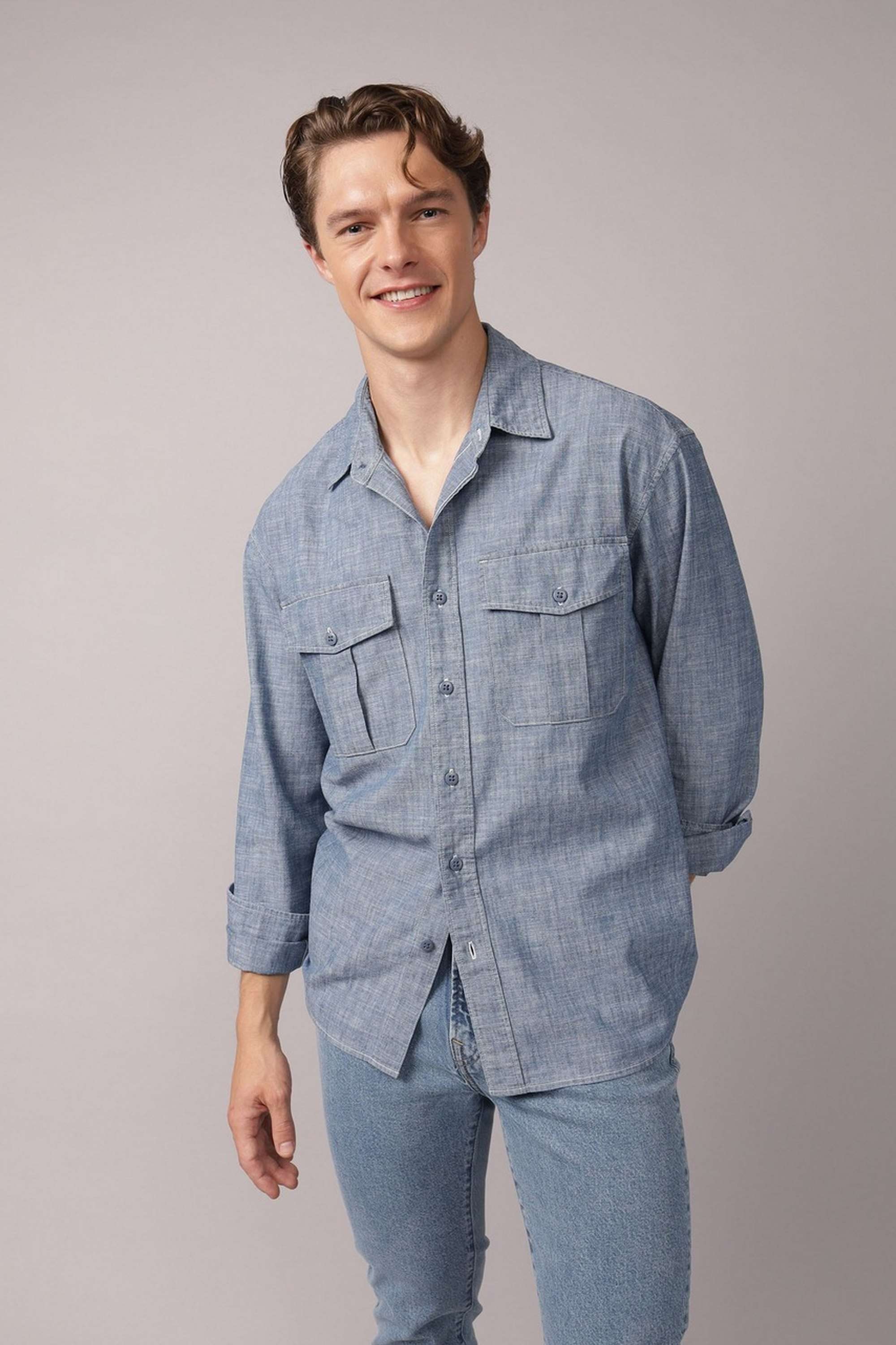 Solid-Cotton-Regular-Fit-Men-s-Casual-Wear-Shirt